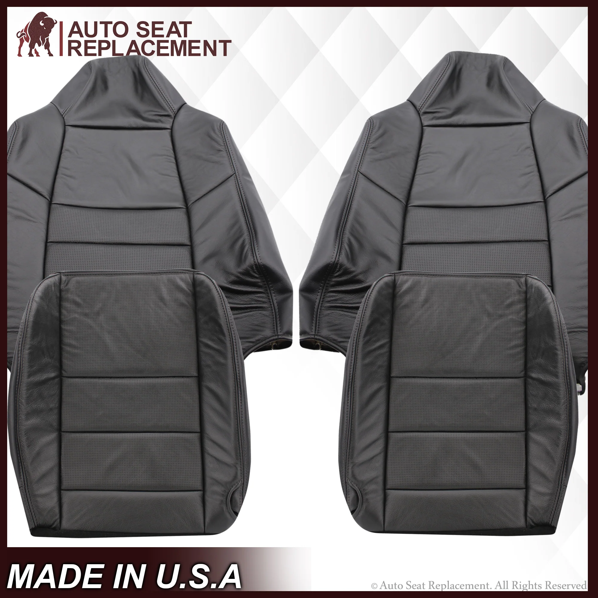 2002-2007 Ford F-250/F-350 Lariat Seat Cover in Black with Perforated Inserts: Choose From Variants - Image 16
