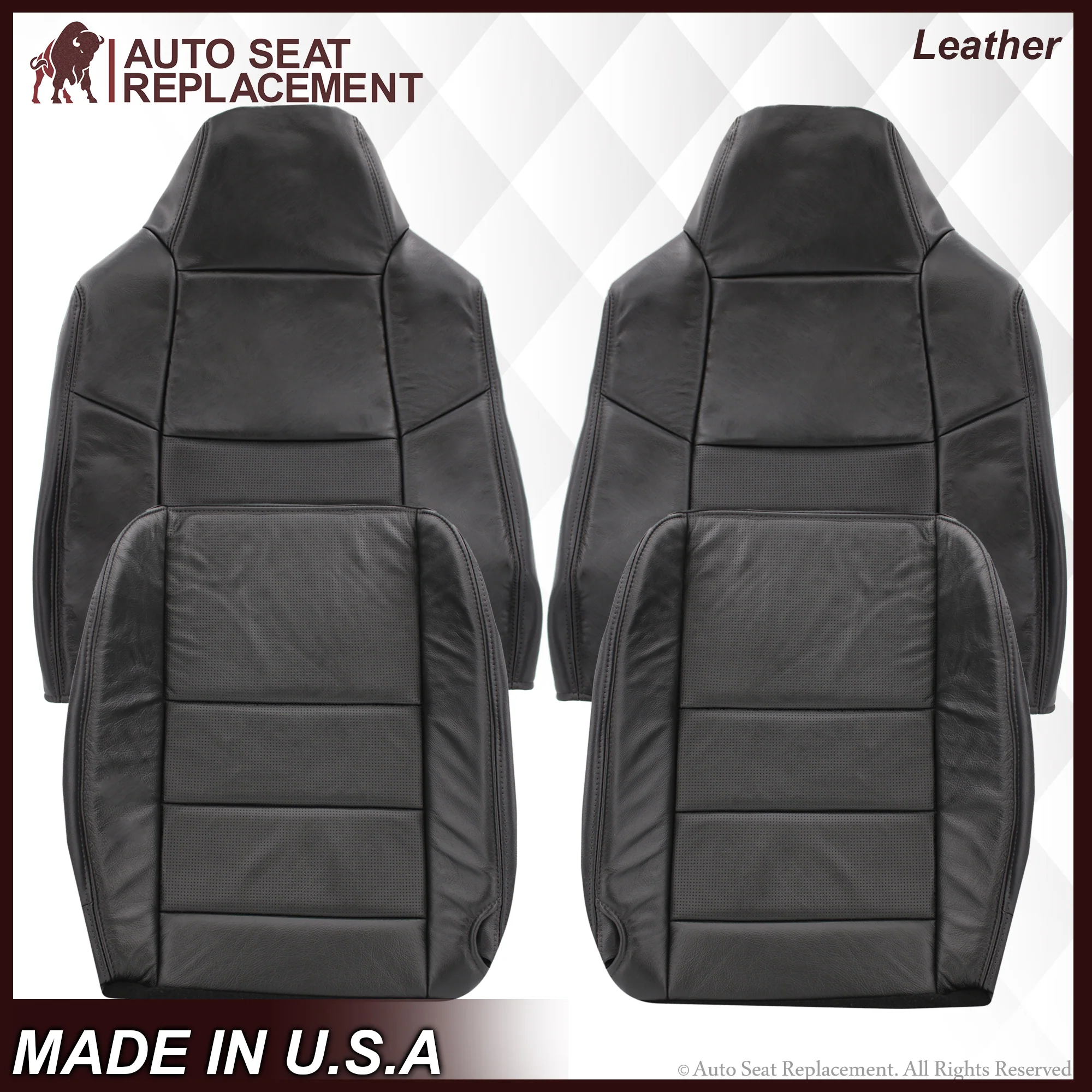 2002-2007 Ford F-250/F-350 Lariat Seat Cover in Black with Perforated Inserts: Choose From Variants - Image 26
