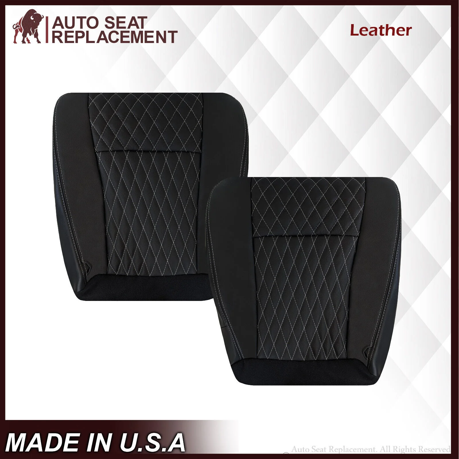 2002-2007 Ford F250/F350/F450/F550 Lariat CUSTOM Seat Cover in Black Leather - Image 7