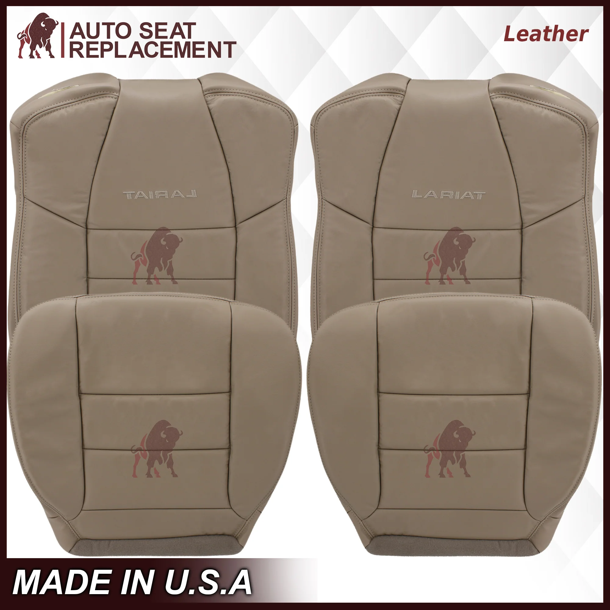 2002-2007 Ford F250/F350/F450/F550 Lariat Extended Cab Seat Cover in Tan: Choose Leather or Vinyl - Image 21