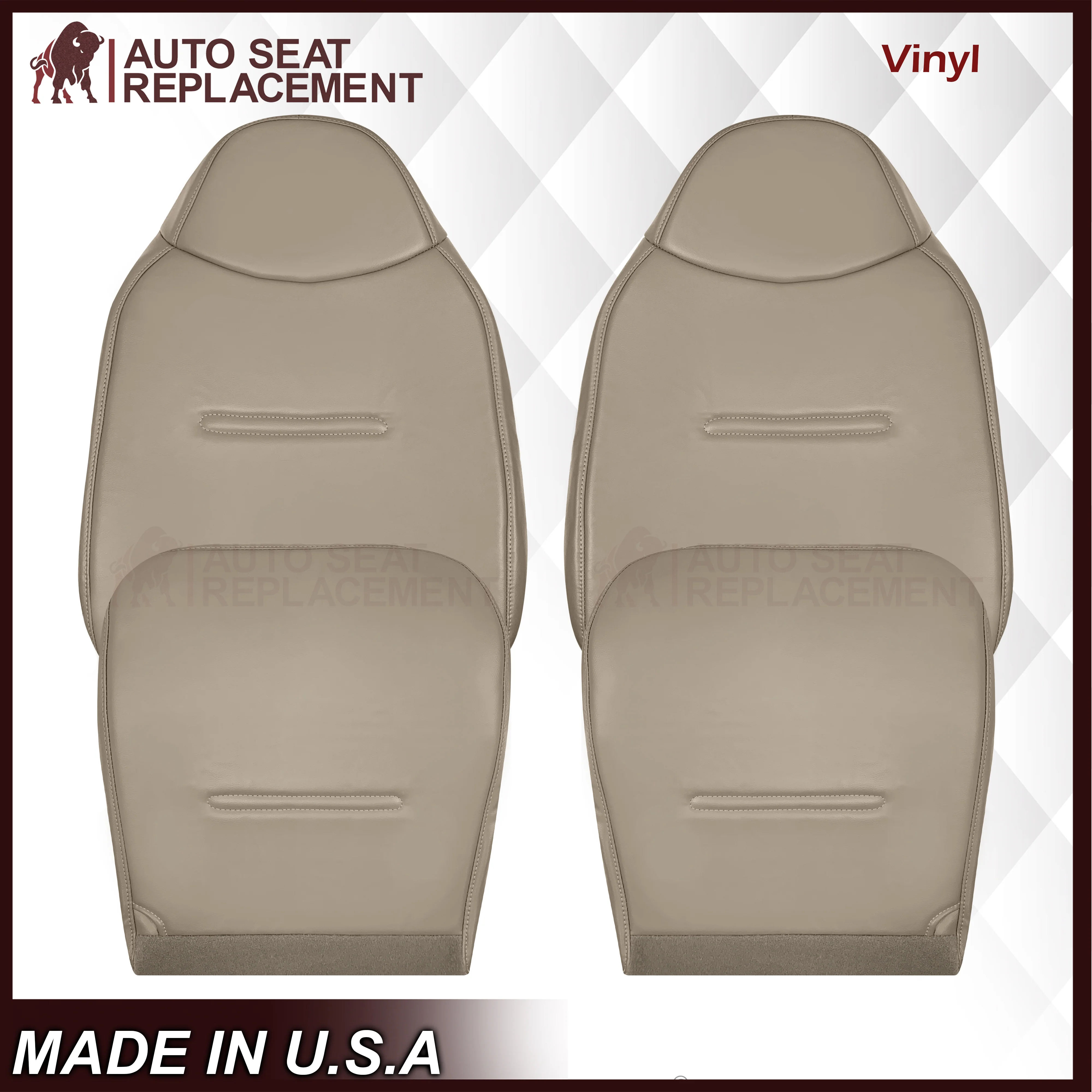 2002 - 2007 Ford F250 F350 F450 F550 Work Truck Super Duty XL Replacement Seat Covers in Tan Vinyl - Image 19