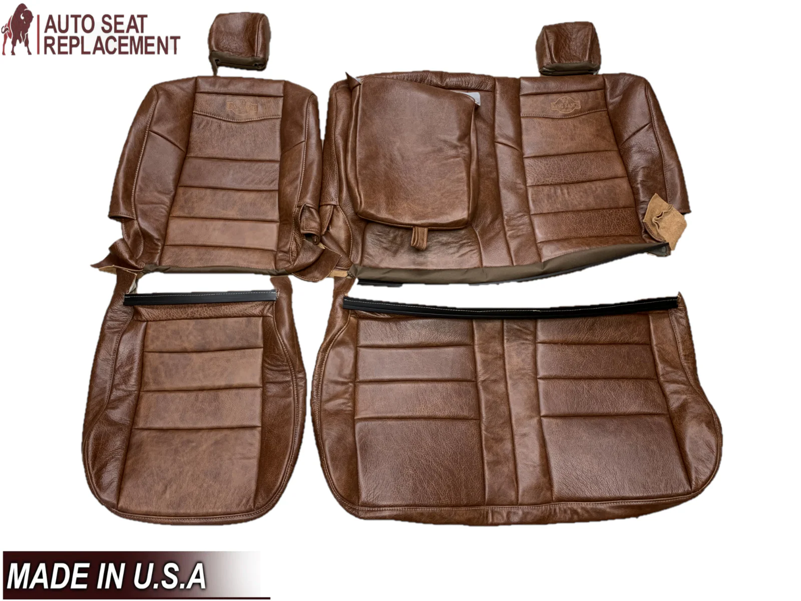 2002-2007 FORD F250 F350 KING RANCH REPLACEMENT GENUINE LEATHER SECOND (2nd) ROW SEAT COVERS - Image 2