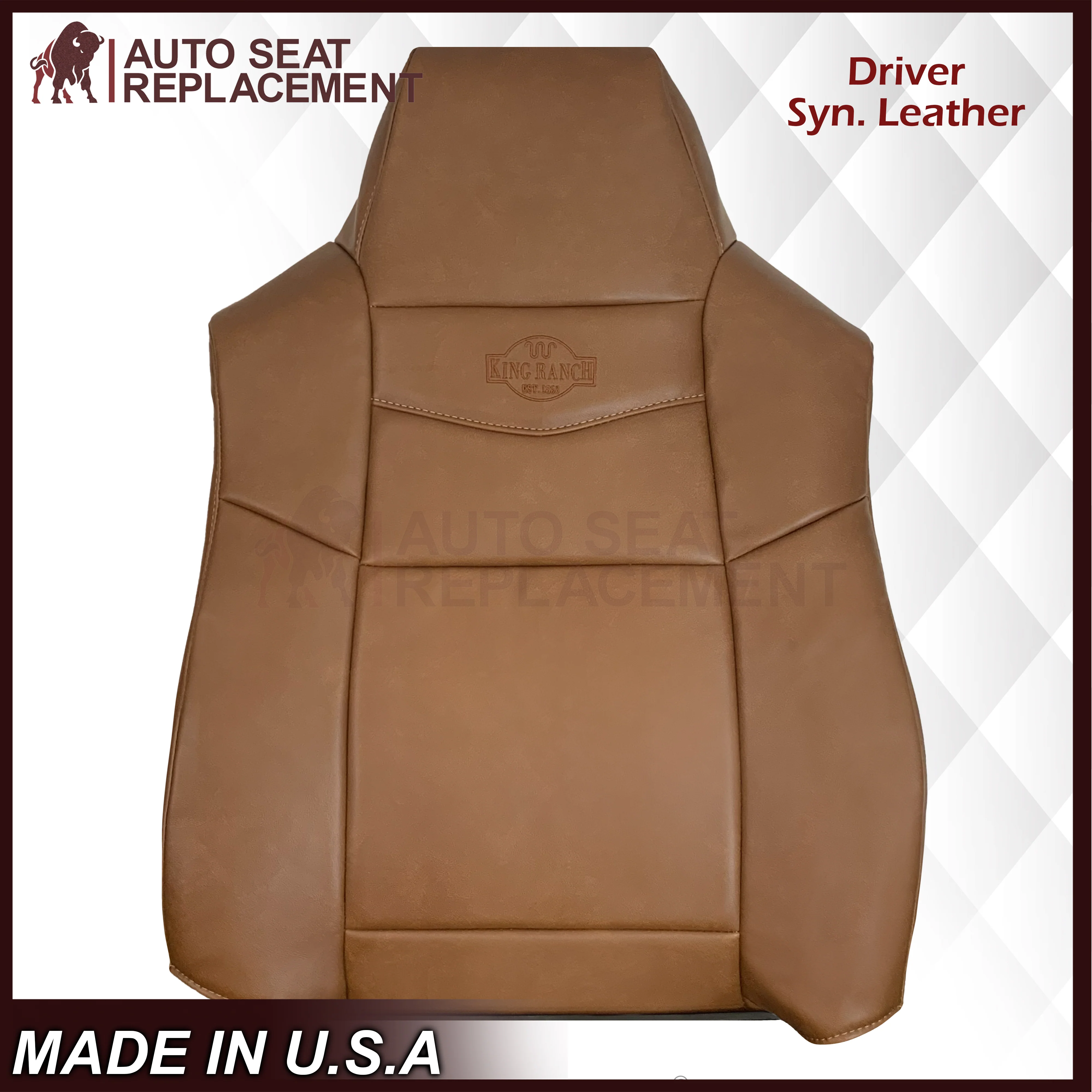 2002-2007 Ford F250 F350 King Ranch Replacement Synthetic Leather Front Seat Covers - Image 12