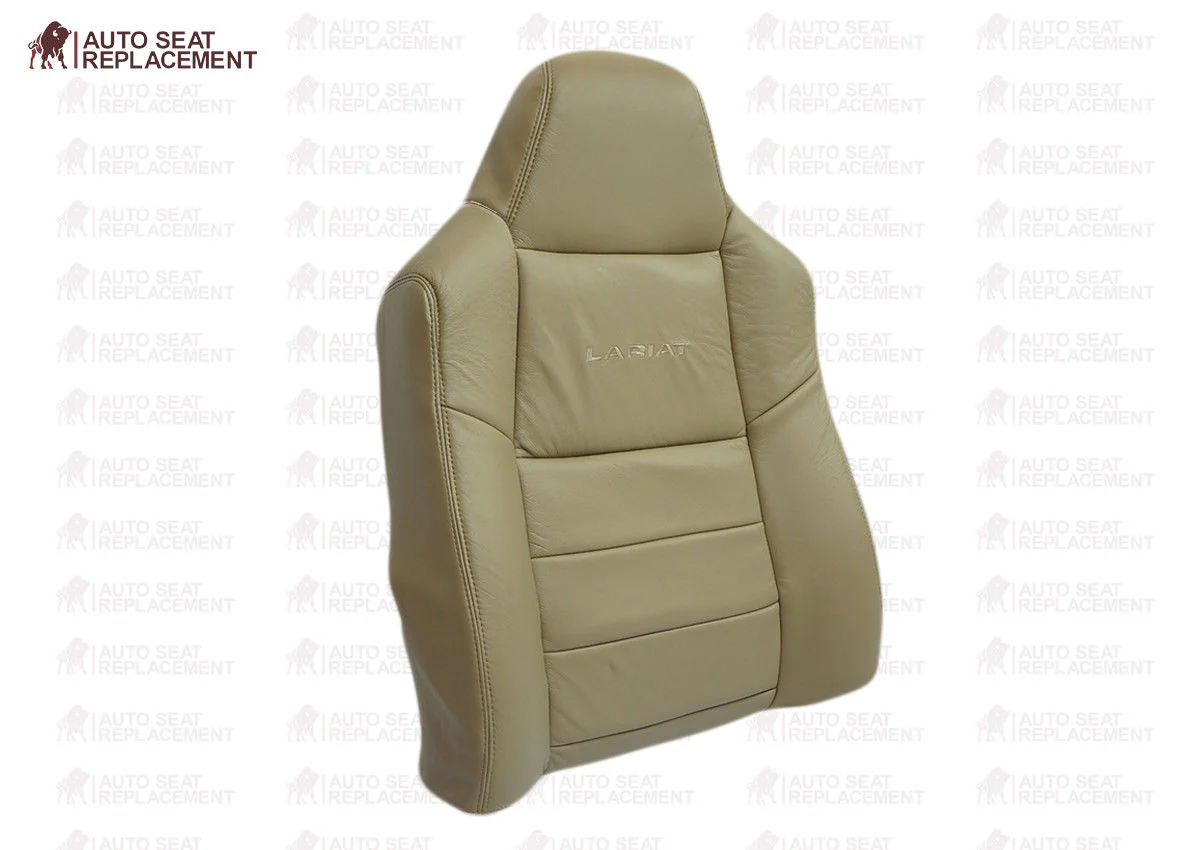 2002 To 2007 Ford F250 F350 Lariat Passenger Bottom-Back Leather Seat Cover TAN - Image 6