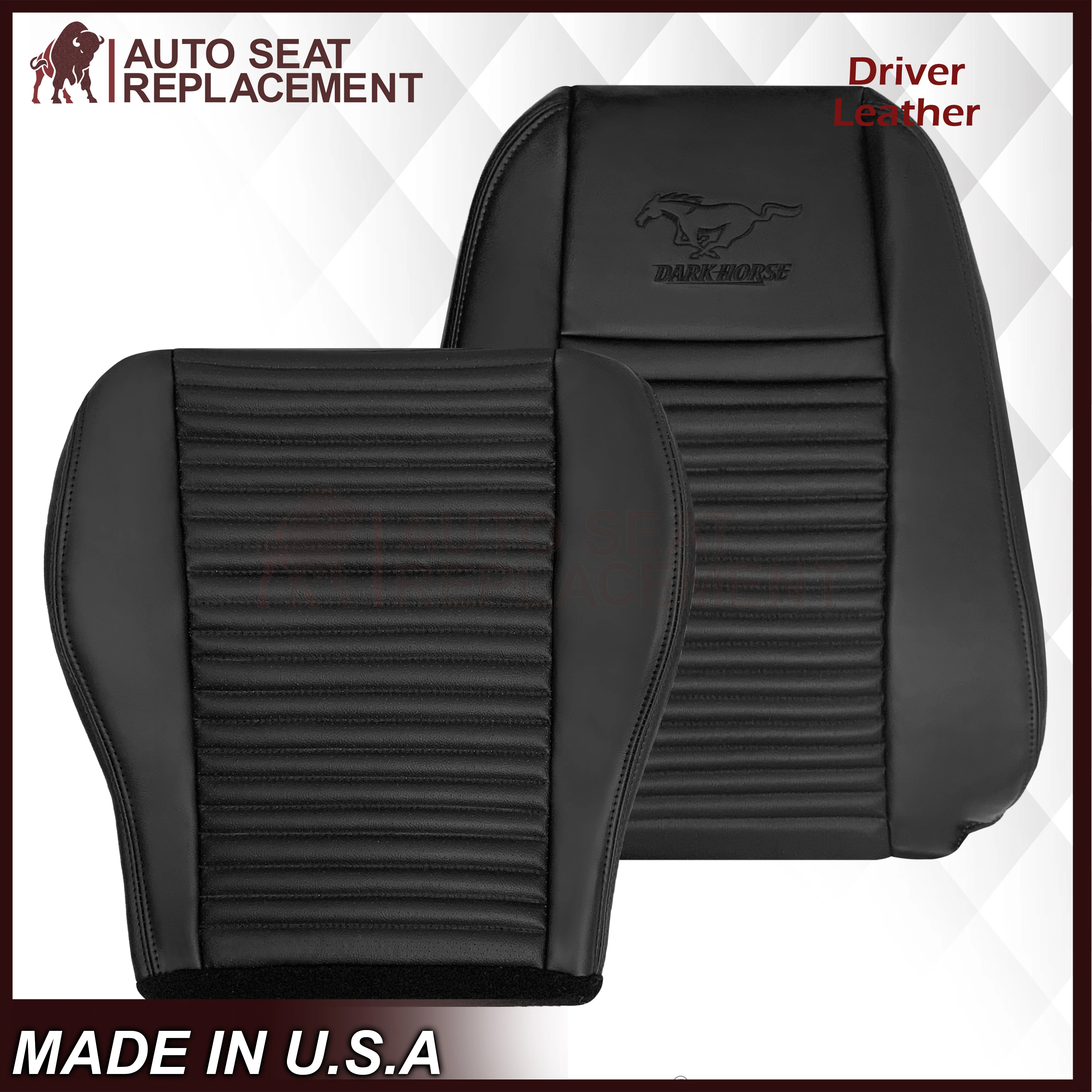 2003-2004 Ford Mustang Mach 1 ONE Replacement Leather Seat Cover in Ebony Black: Choose From Variation - Image 22