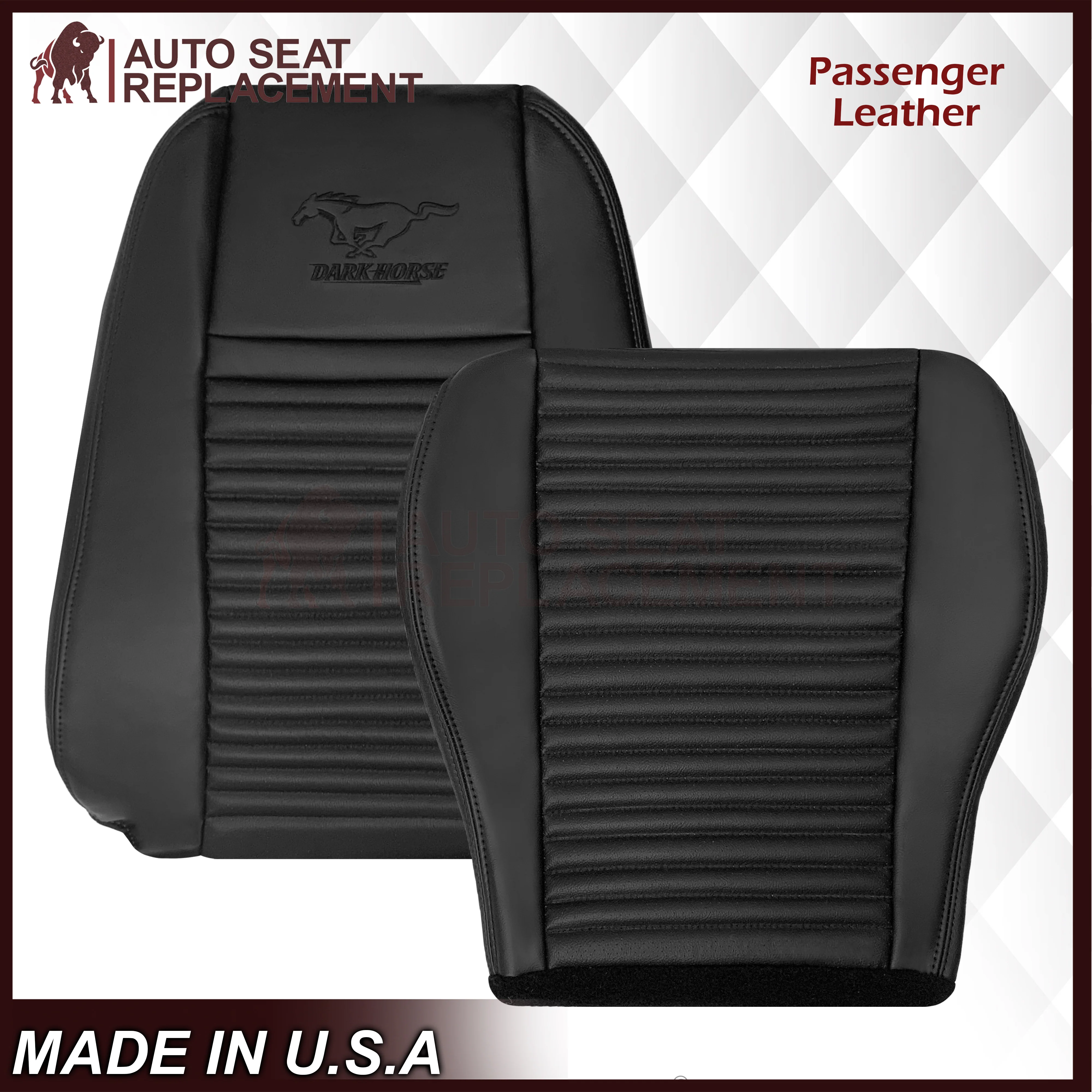 2003-2004 Ford Mustang Mach 1 ONE Replacement Leather Seat Cover in Ebony Black: Choose From Variation - Image 24