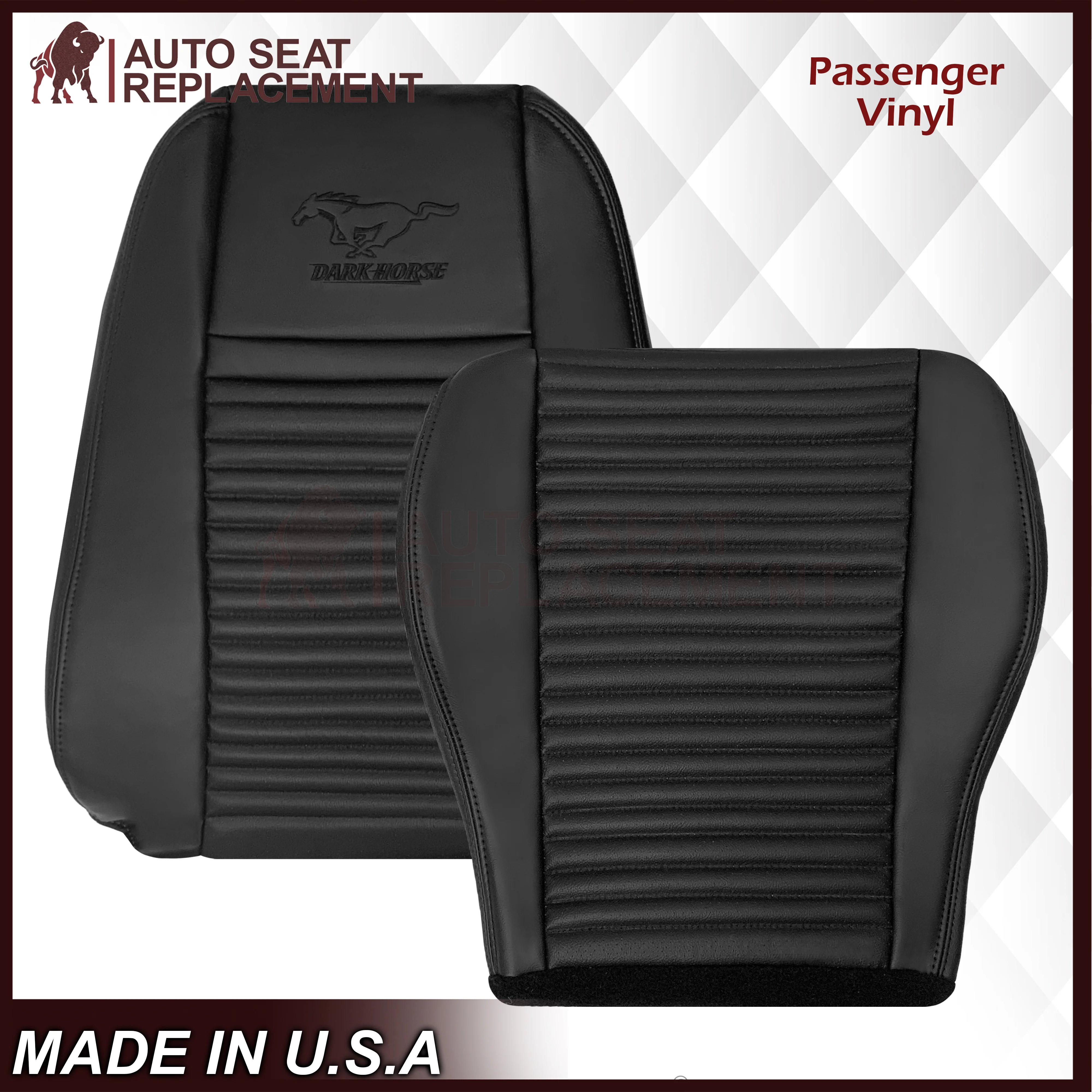 2003-2004 Ford Mustang Mach 1 ONE Replacement Leather Seat Cover in Ebony Black: Choose From Variation - Image 26