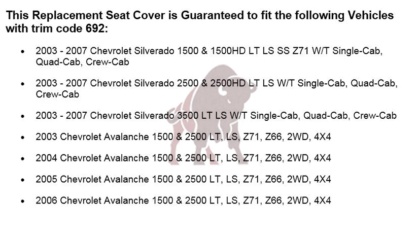 2003-2007 Chevy Silverado/Avalanche Seat Cover in Dark Gray: Choose Leather or Vinyl - Image 4