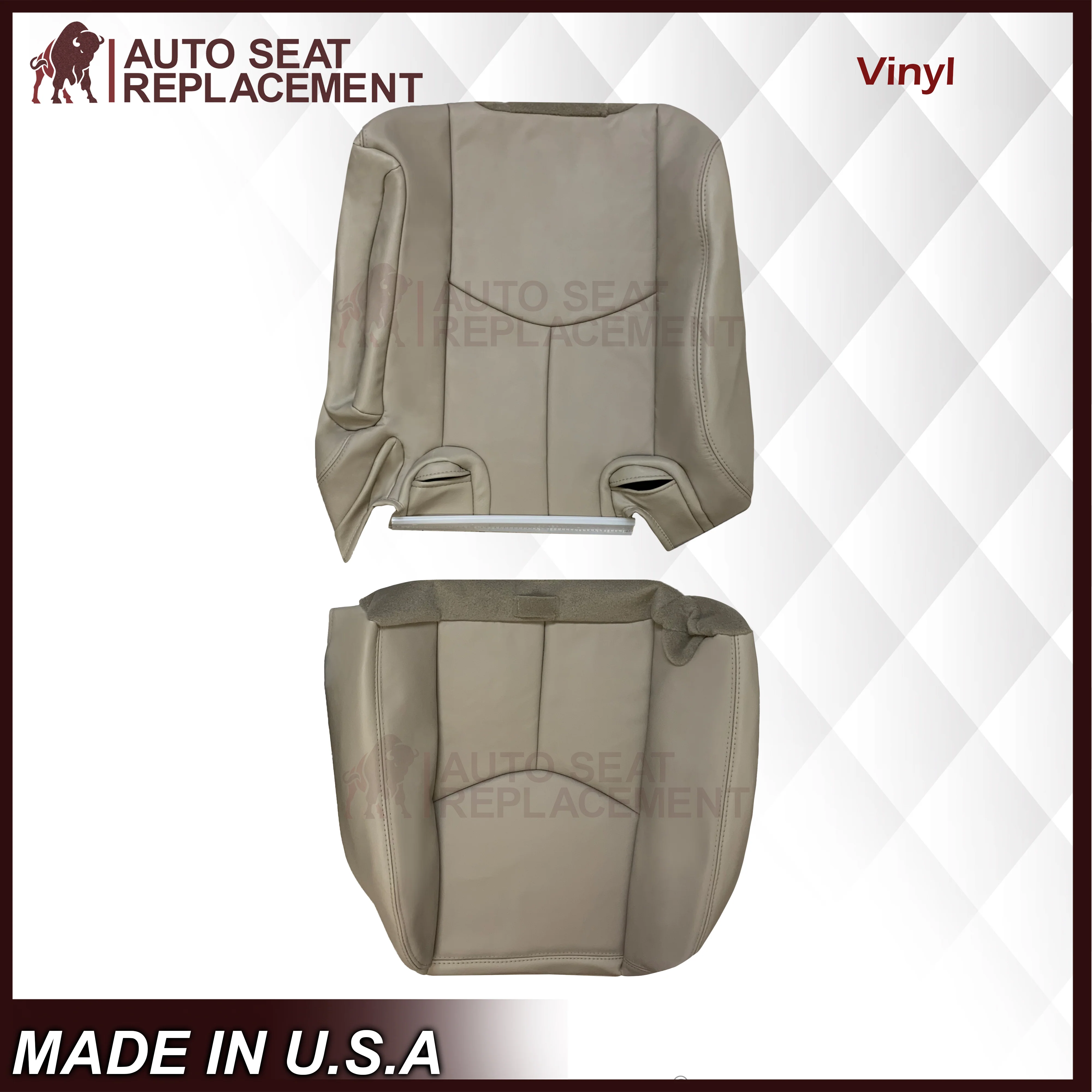 2003 - 2007 Chevy Tahoe Suburban & GMC Yukon Second Row 50/50 Captain Chairs Seat Cover In Light Tan (Shale)  - Choose from variant - Image 9