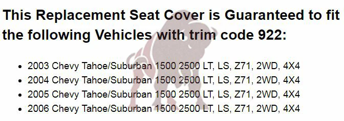 2003-2007 Chevy Tahoe/Suburban Seat Cover in Light Gray: Choose From Variations - Image 4