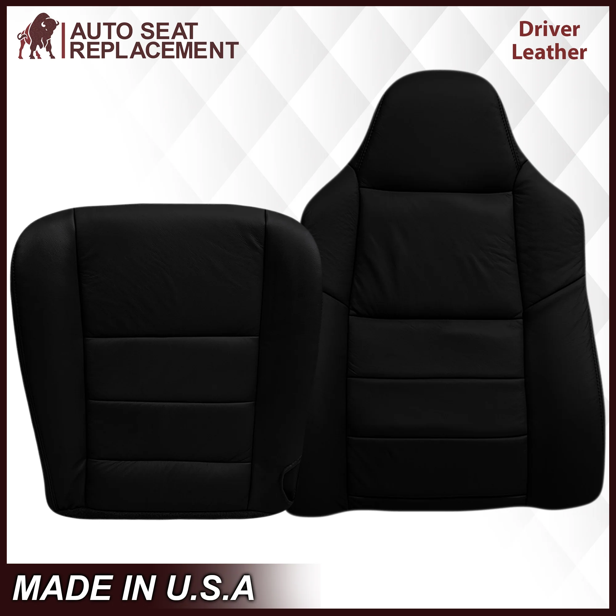 2003-2007 Ford F250/F350/F450/F550 Lariat Seat Cover in Black: Choose Leather or Vinyl - Image 15