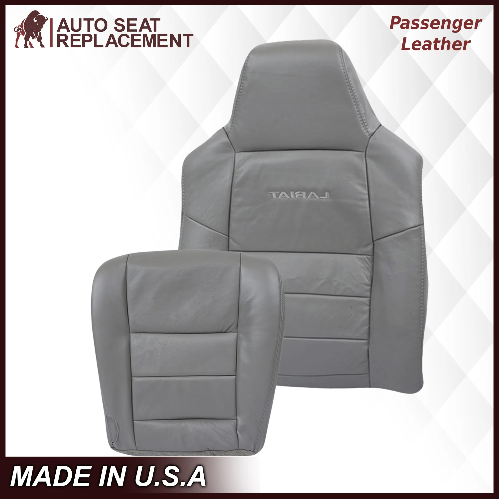 2003-2007 Ford F250/F350/F450/F550 Lariat Seat Cover in Flint Gray: Choose Leather or Vinyl - Image 12