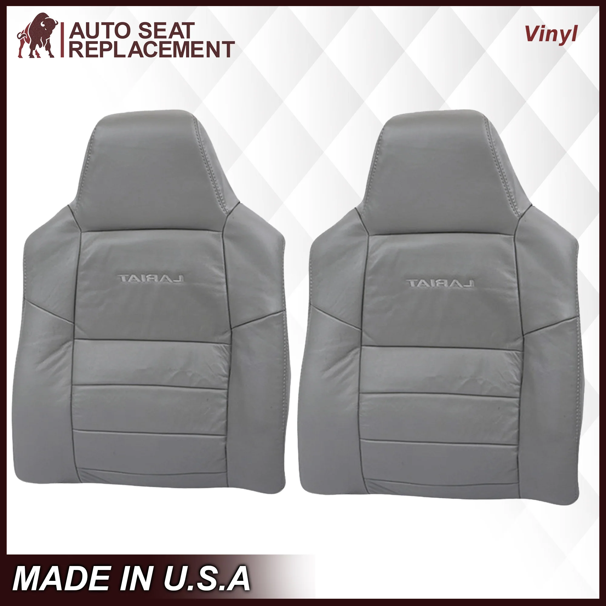 2003-2007 Ford F250/F350/F450/F550 Lariat Seat Cover in Flint Gray: Choose Leather or Vinyl - Image 16