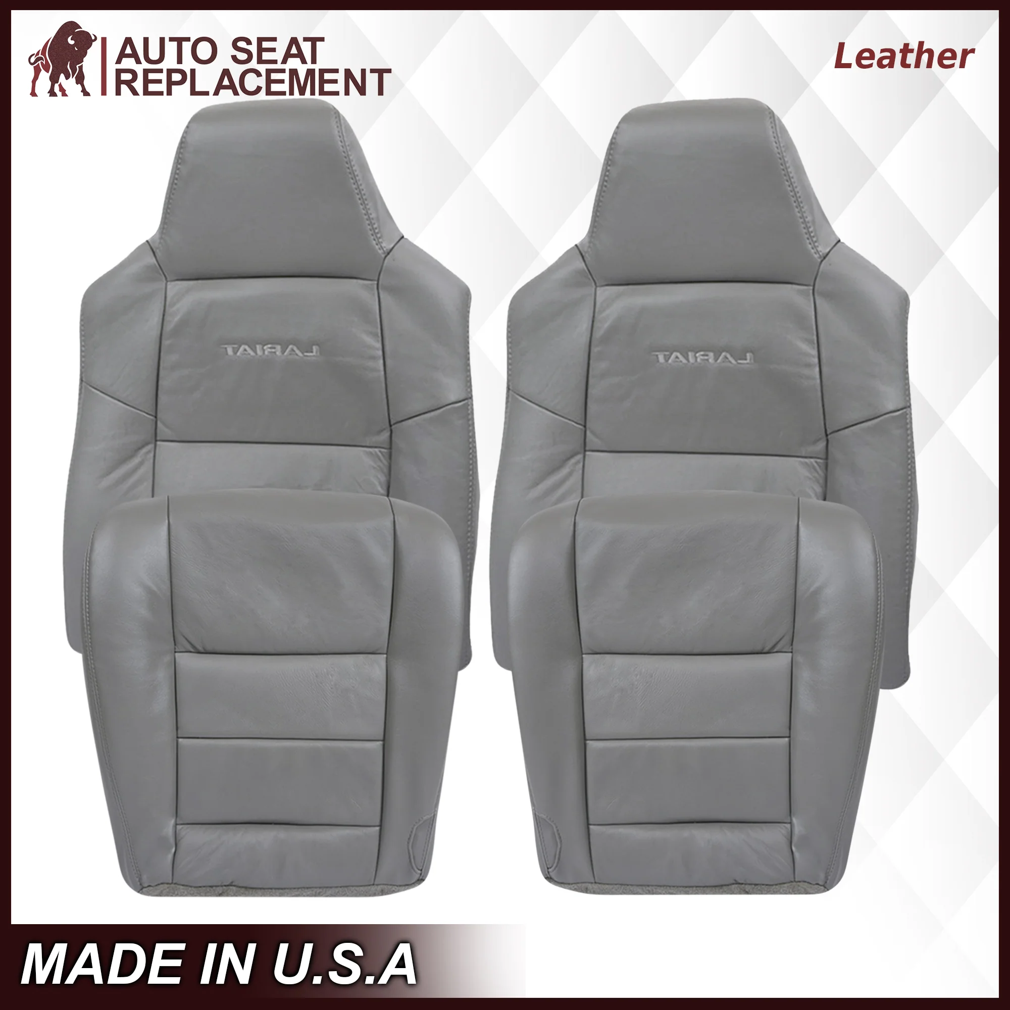 2003-2007 Ford F250/F350/F450/F550 Lariat Seat Cover in Flint Gray: Choose Leather or Vinyl - Image 20