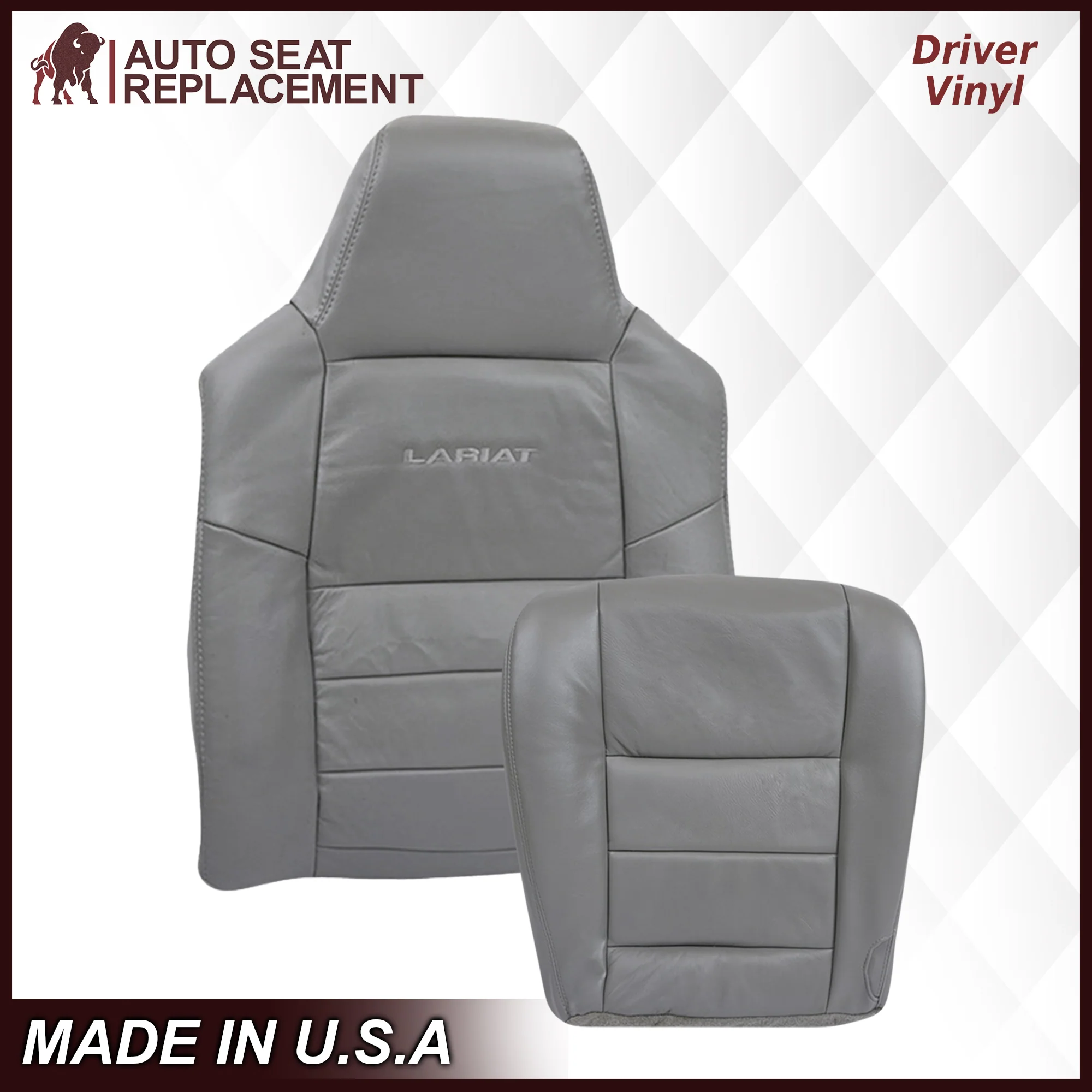 2003-2007 Ford F250/F350/F450/F550 Lariat Seat Cover in Flint Gray: Choose Leather or Vinyl - Image 6