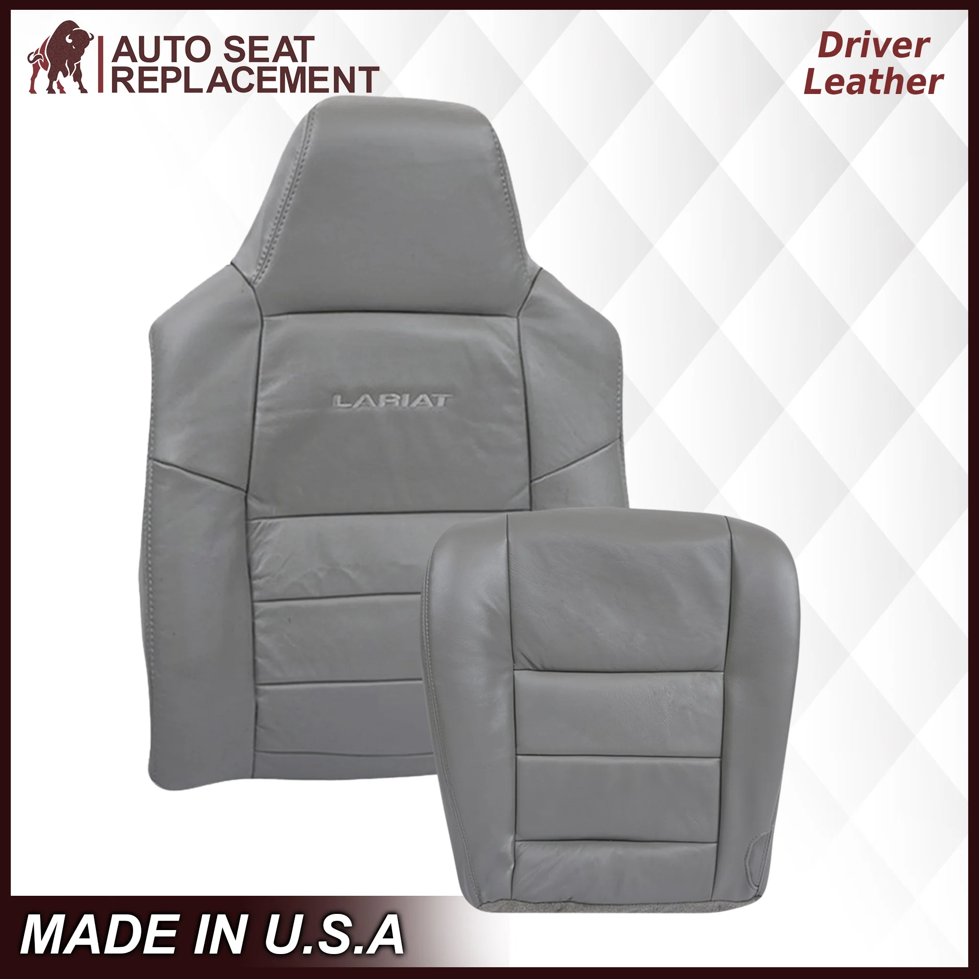 2003-2007 Ford F250/F350/F450/F550 Lariat Seat Cover in Flint Gray: Choose Leather or Vinyl - Image 7
