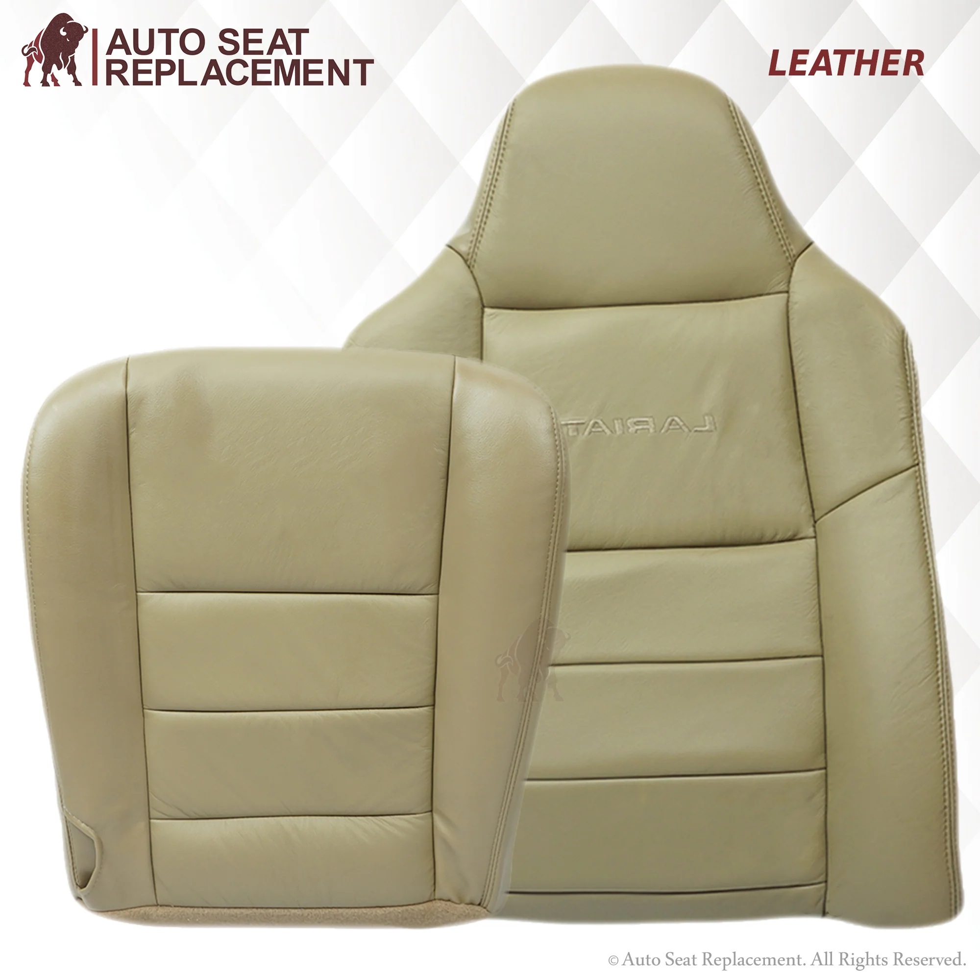 2003-2007 Ford F250 F350 Lariat Seat Cover in Tan: Choose Leather or Vinyl - Image 25