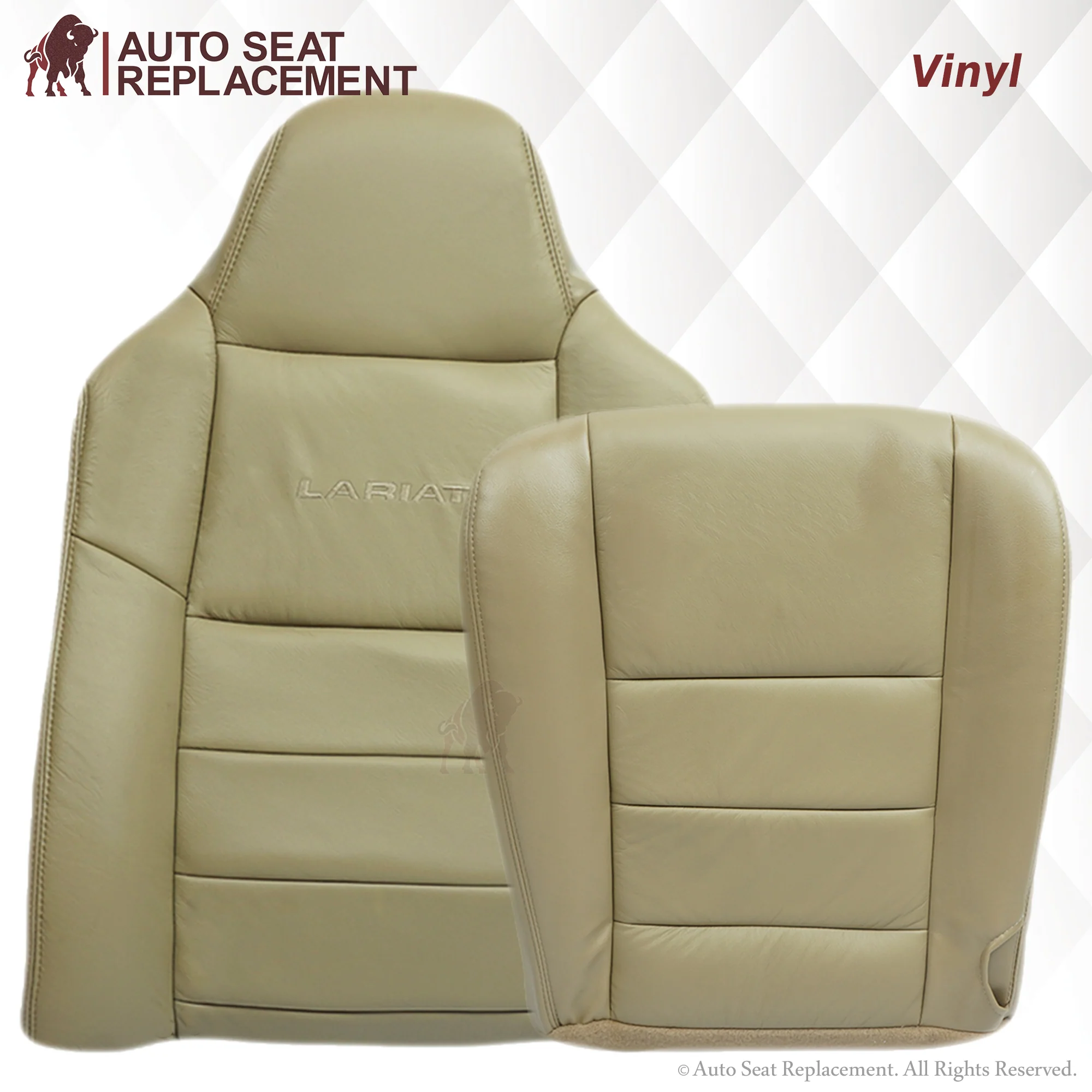 2003-2007 Ford F250 F350 Lariat Seat Cover in Tan: Choose Leather or Vinyl - Image 26