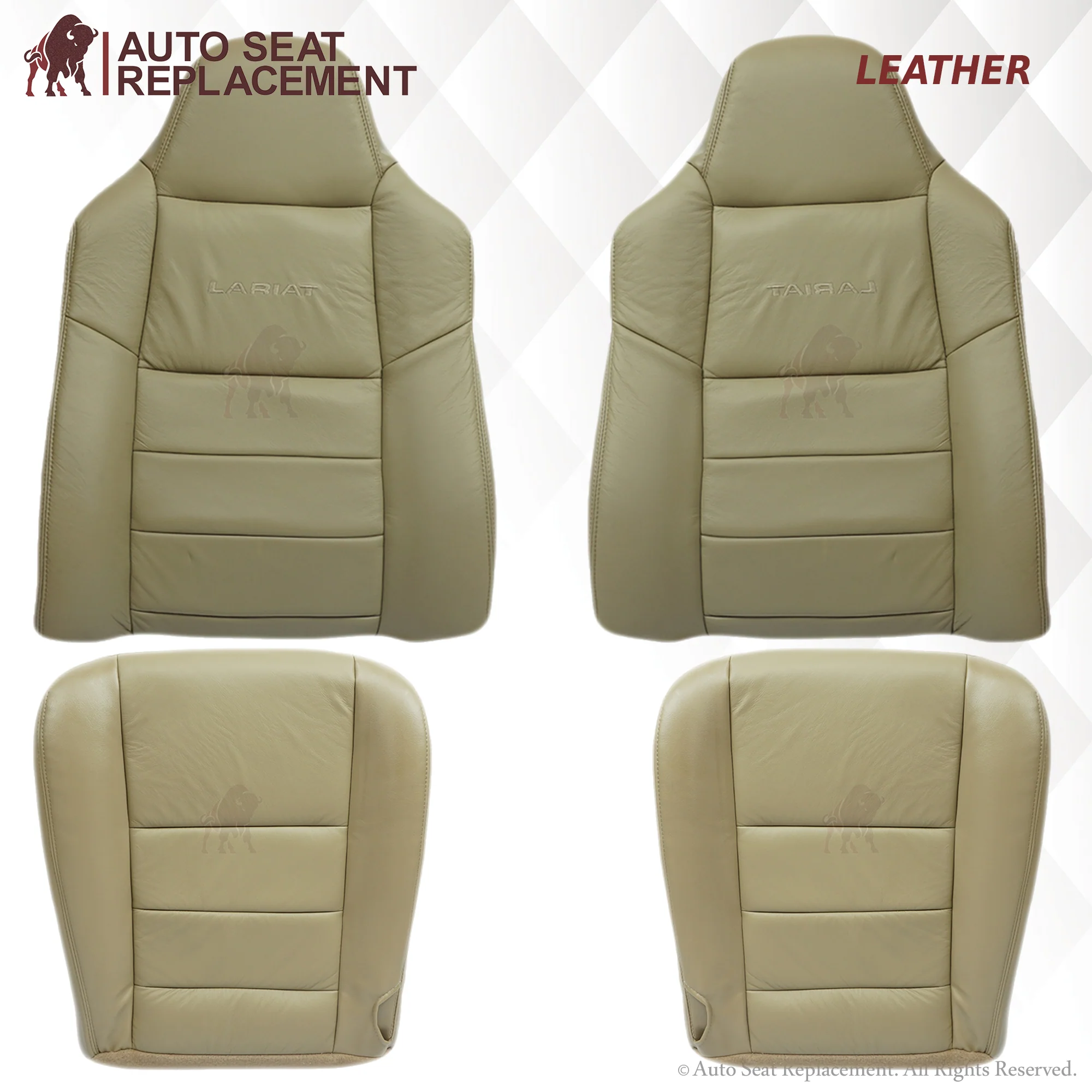 2003-2007 Ford F250 F350 Lariat Seat Cover in Tan: Choose Leather or Vinyl - Image 6