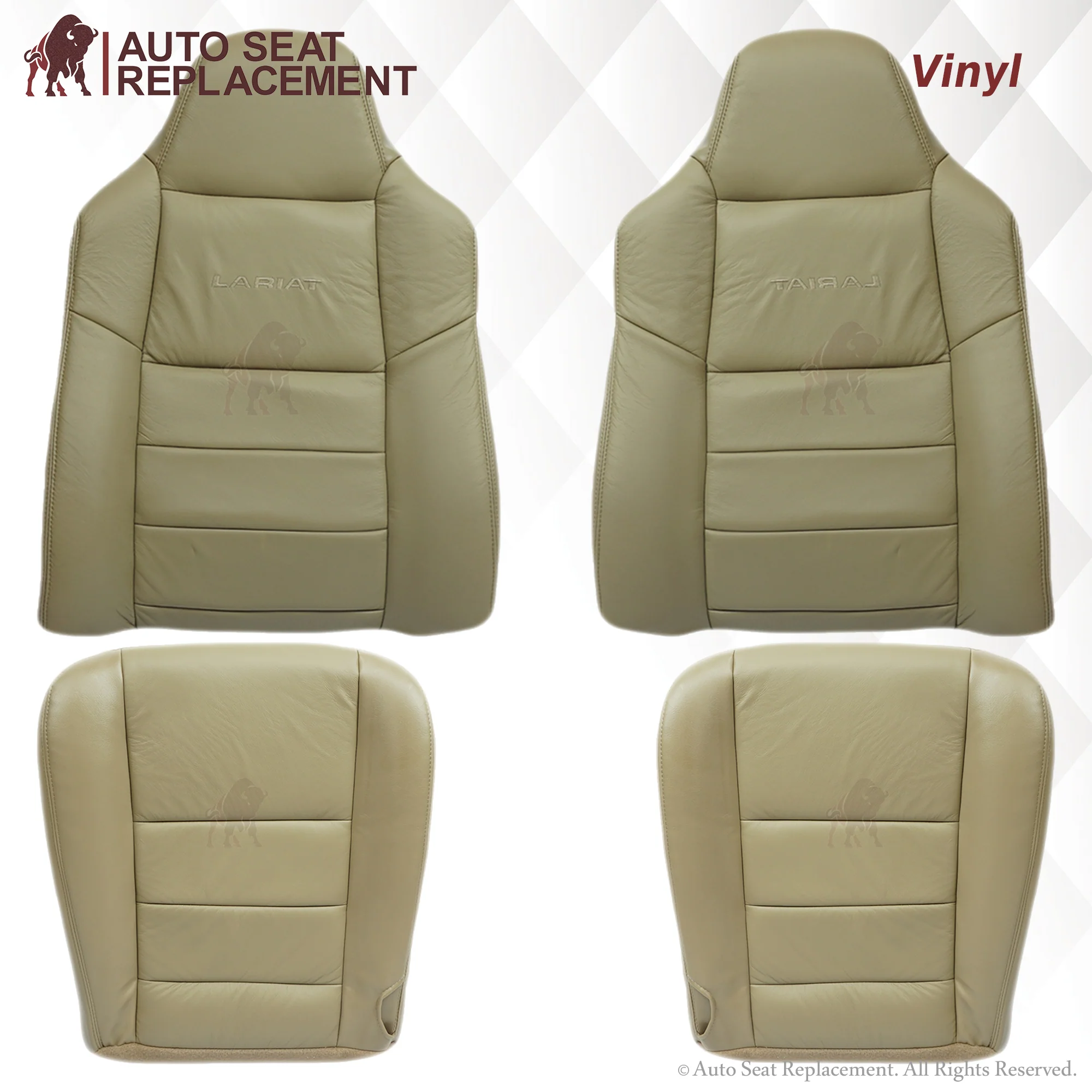 2003-2007 Ford F250 F350 Lariat Seat Cover in Tan: Choose Leather or Vinyl - Image 8