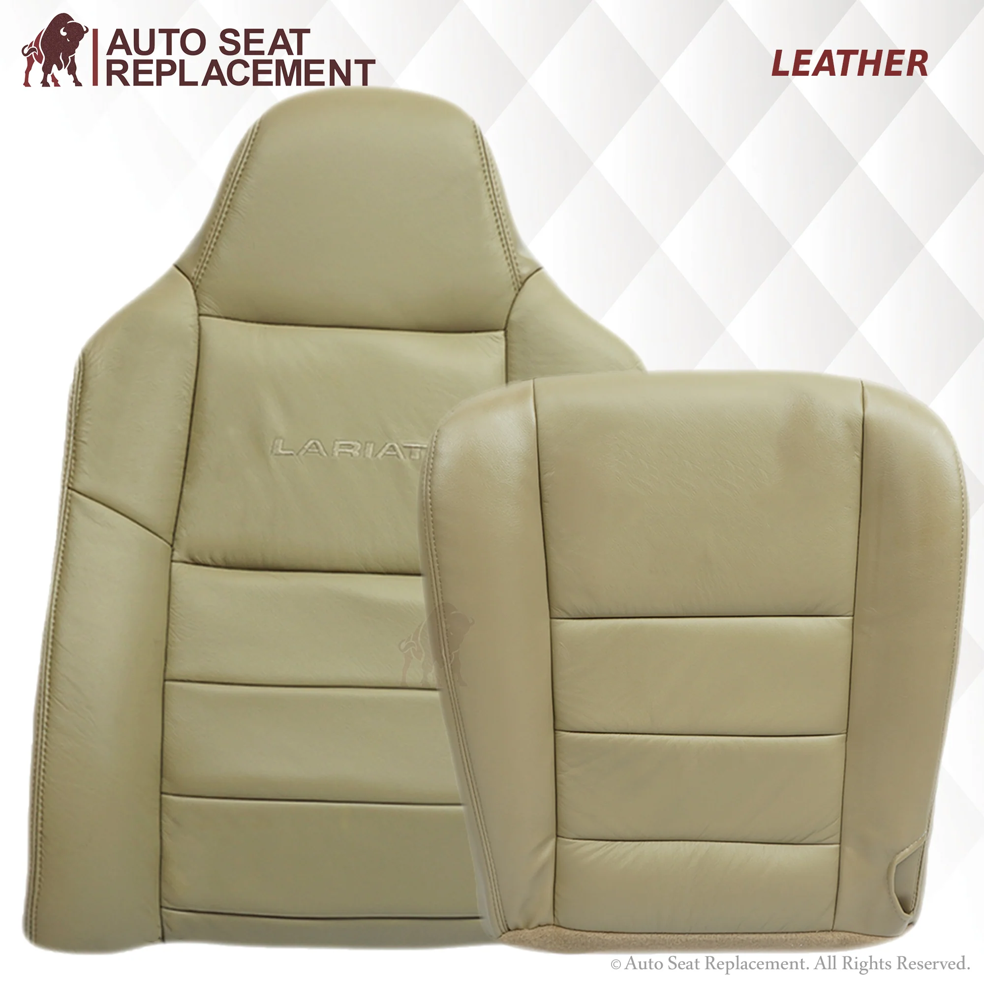 2003-2007 Ford F250 F350 Lariat Seat Cover in Tan: Choose Leather or Vinyl - Image 9