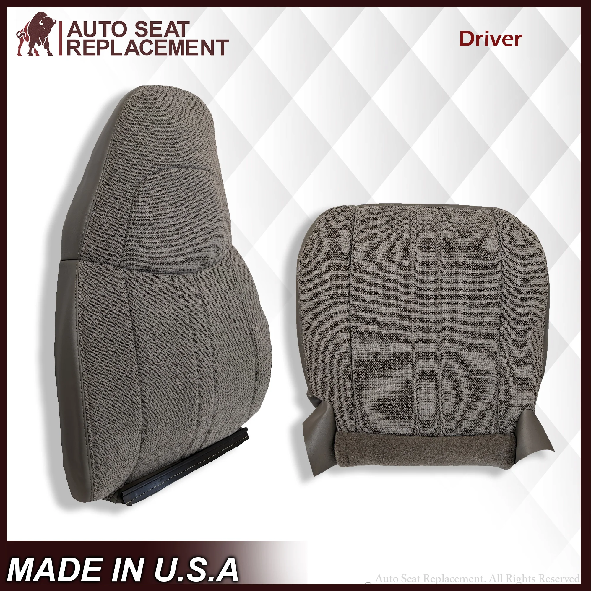 2003-2018 Chevy Express 1500 2500 3500 Cloth Seat Covers in Pewter Gray - Image 15