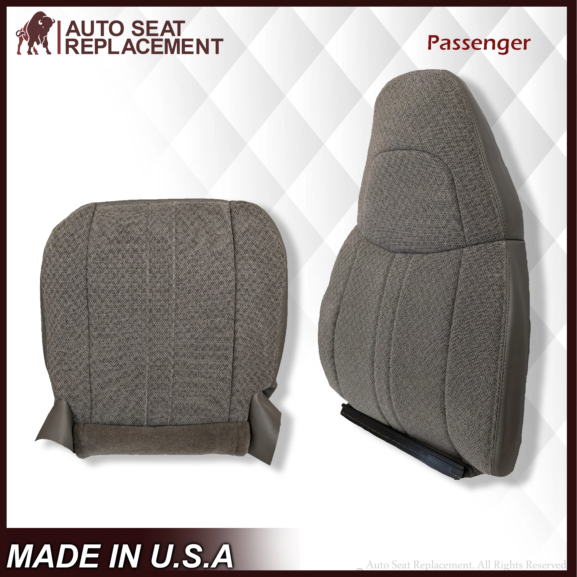 2003-2018 Chevy Express 1500 2500 3500 Cloth Seat Covers in Pewter Gray - Image 16