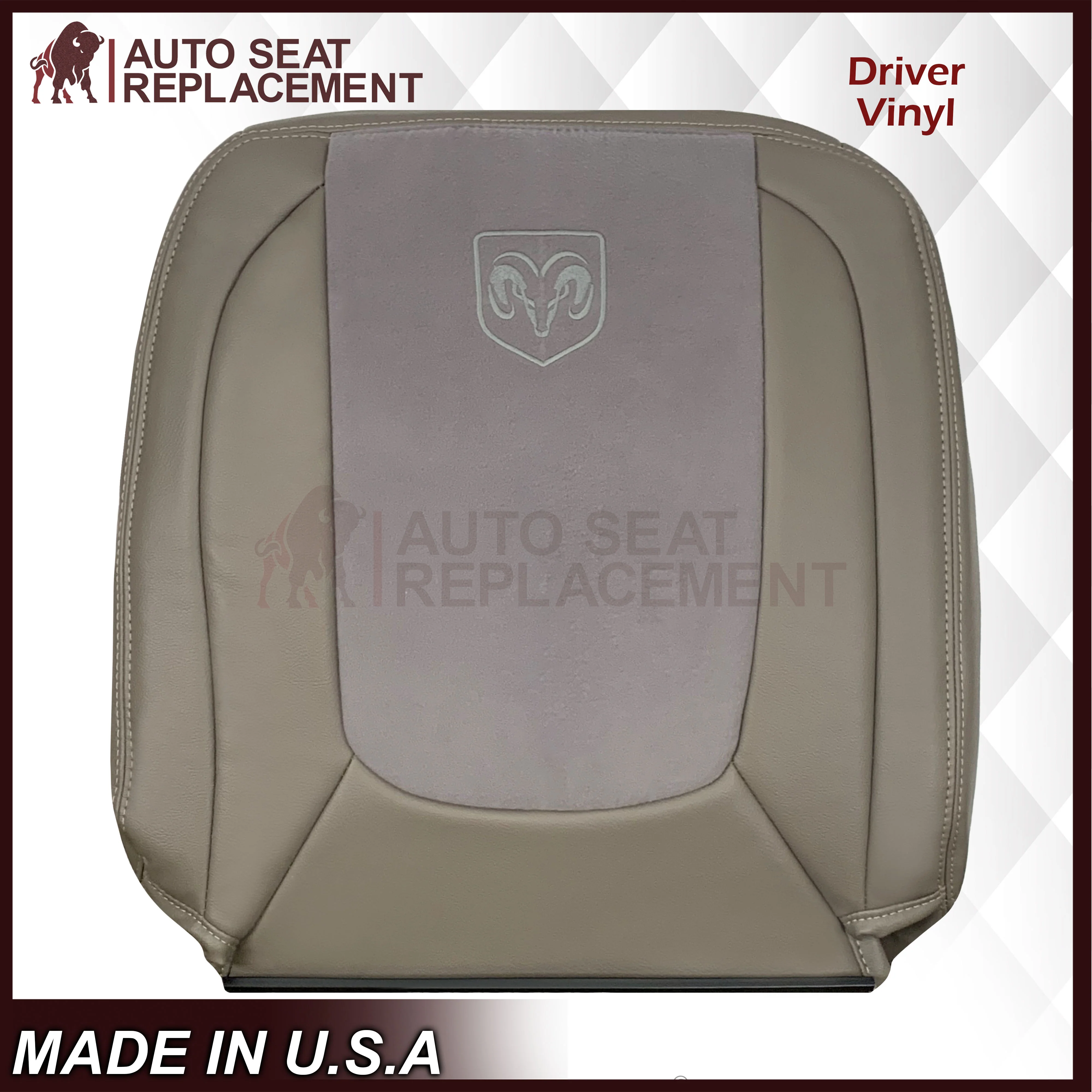 2004-2005 Dodge Ram 1500 2500 3500 4500 Laramie SLT Replacement Synthetic Leather & Suede Seat Cover In Tan - Image 14