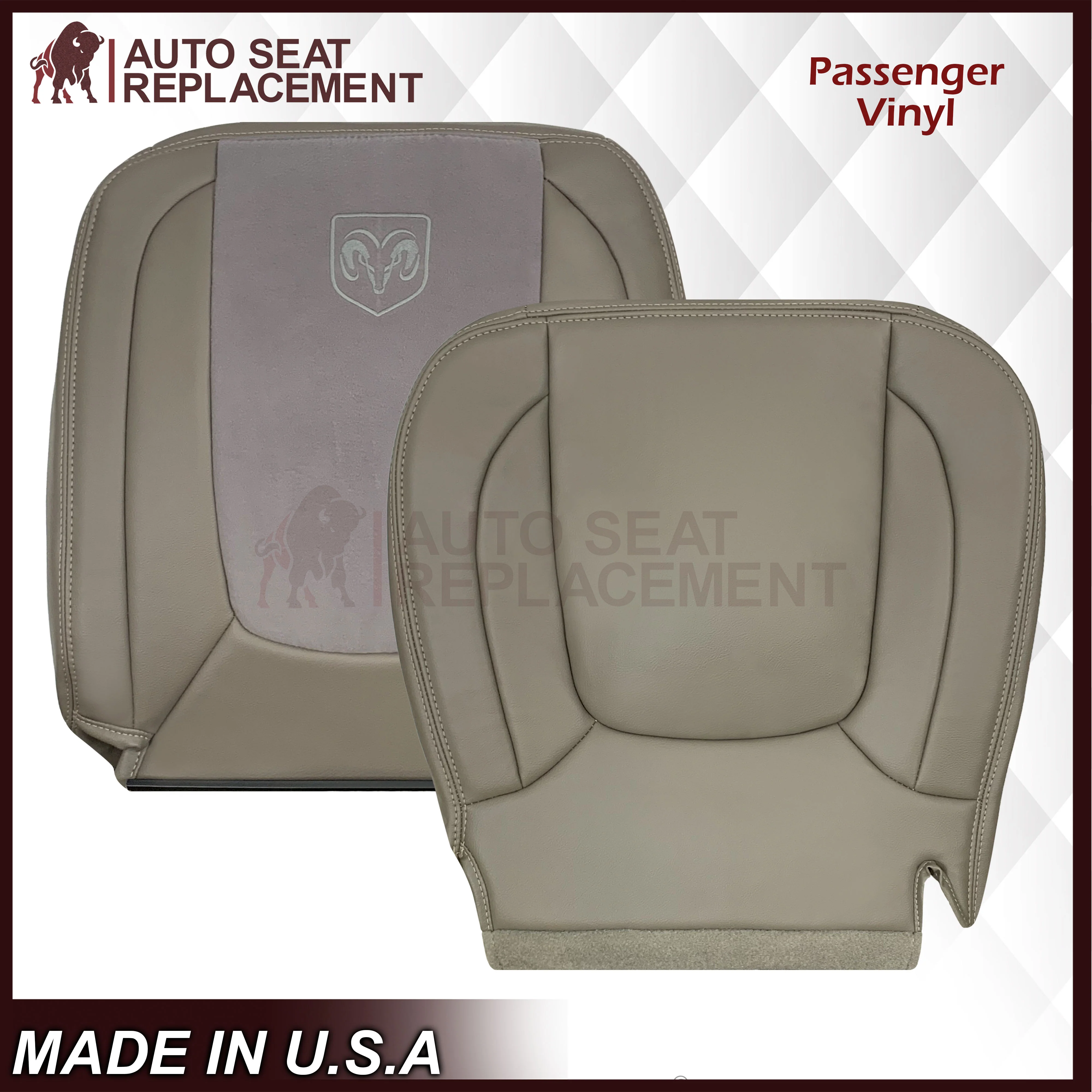 2004-2005 Dodge Ram 1500 2500 3500 4500 Laramie SLT Replacement Synthetic Leather & Suede Seat Cover In Tan - Image 3