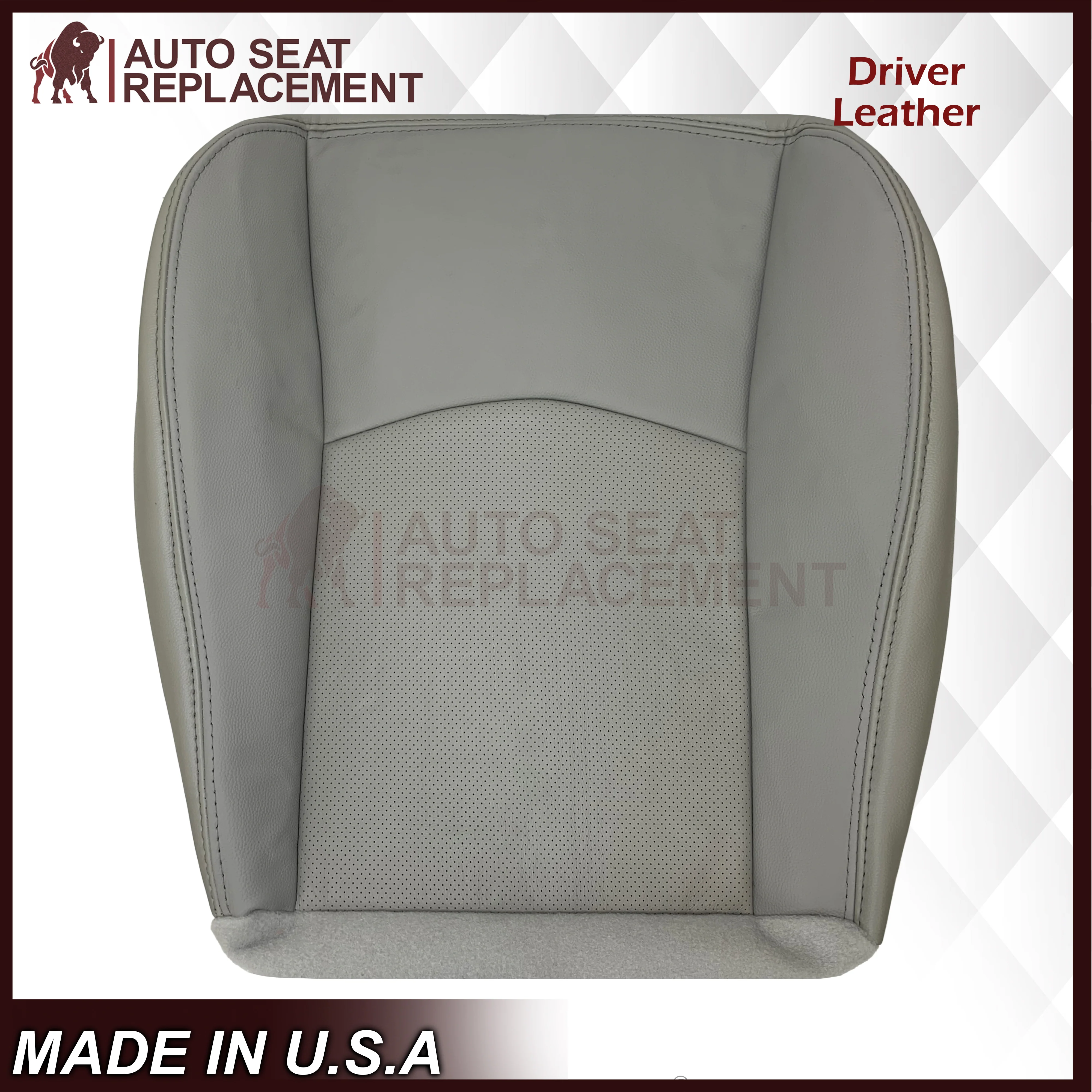 2004-2009 Cadillac SRX Perforated Seat Cover in Genuine Leather Light Gray: Choose From Variation - Image 2