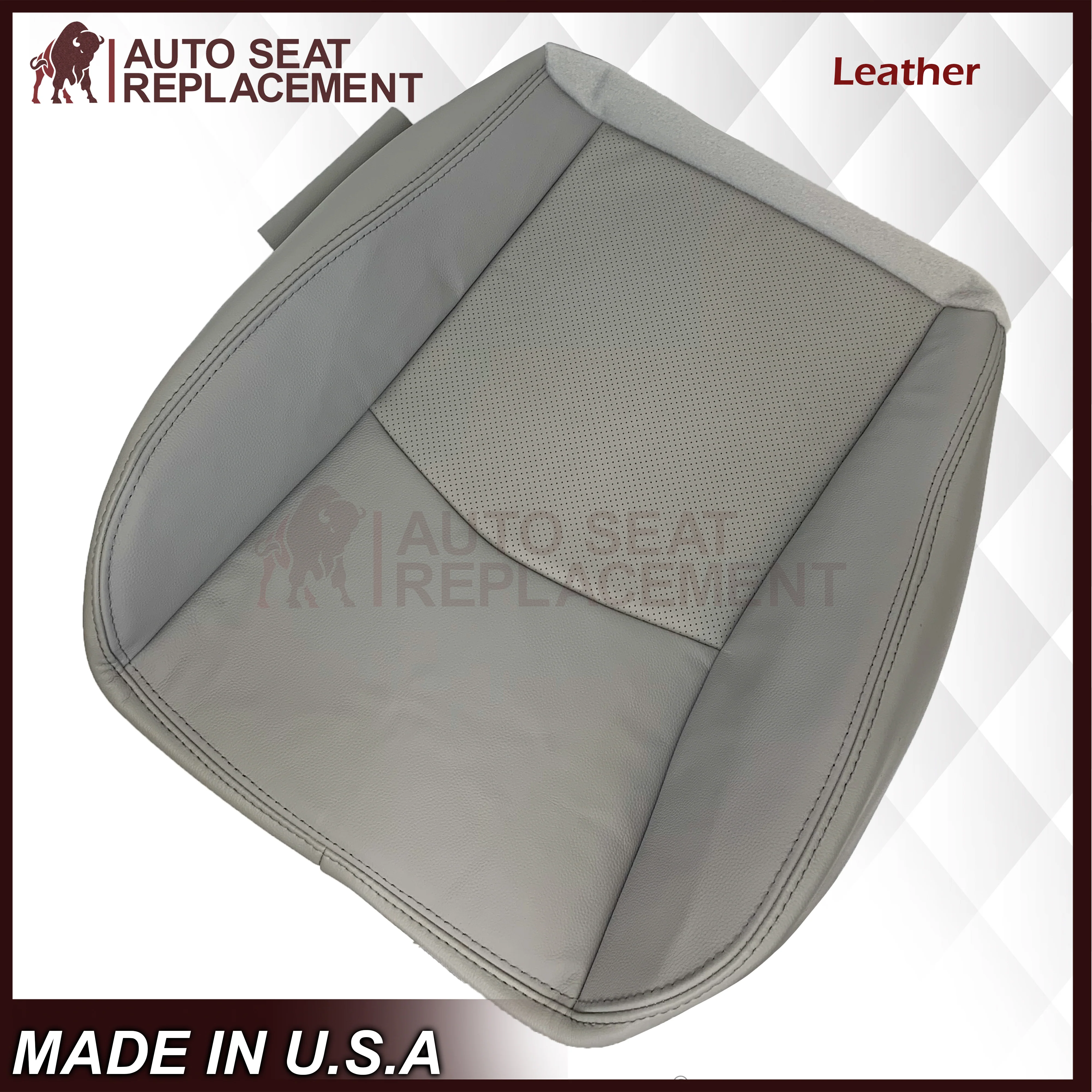 2004-2009 Cadillac SRX Perforated Seat Cover in Genuine Leather Light Gray: Choose From Variation - Image 8