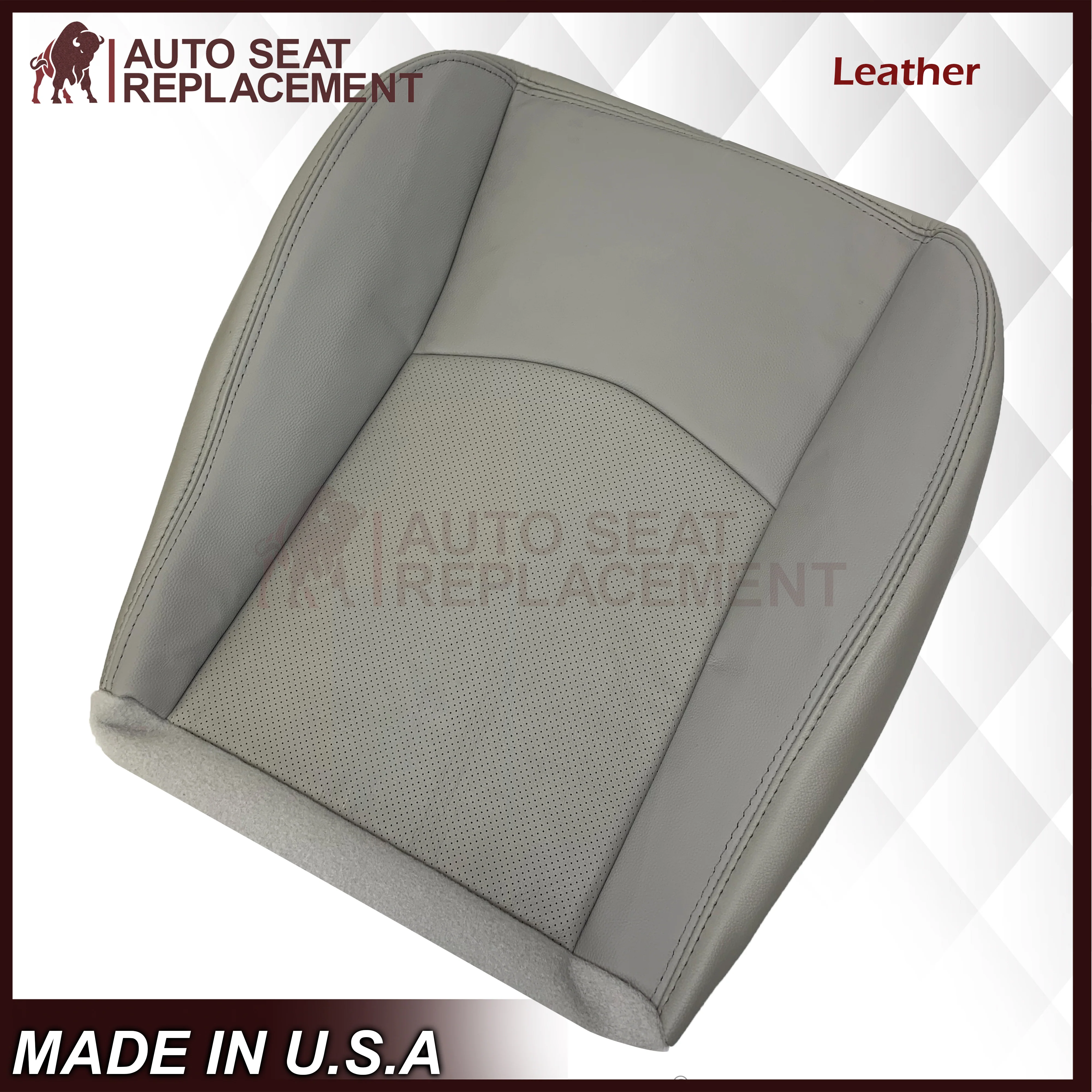 2004-2009 Cadillac SRX Perforated Seat Cover in Genuine Leather Light Gray: Choose From Variation - Image 9