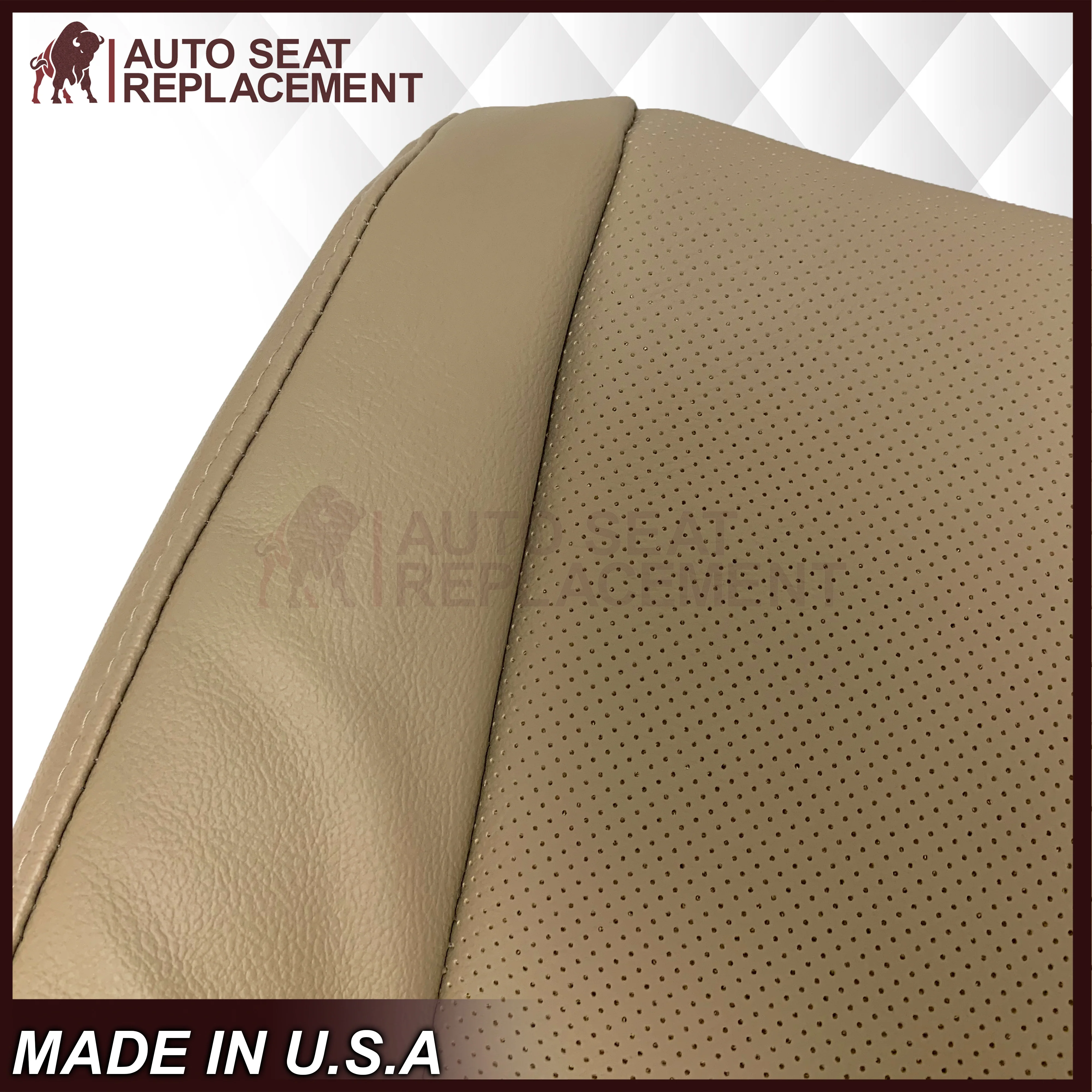 2004 - 2014 Toyota Highlander Driver OR Passenger Side Bottom Genuine Leather/Synthetic Leather Seat Covers In Tan - Image 12