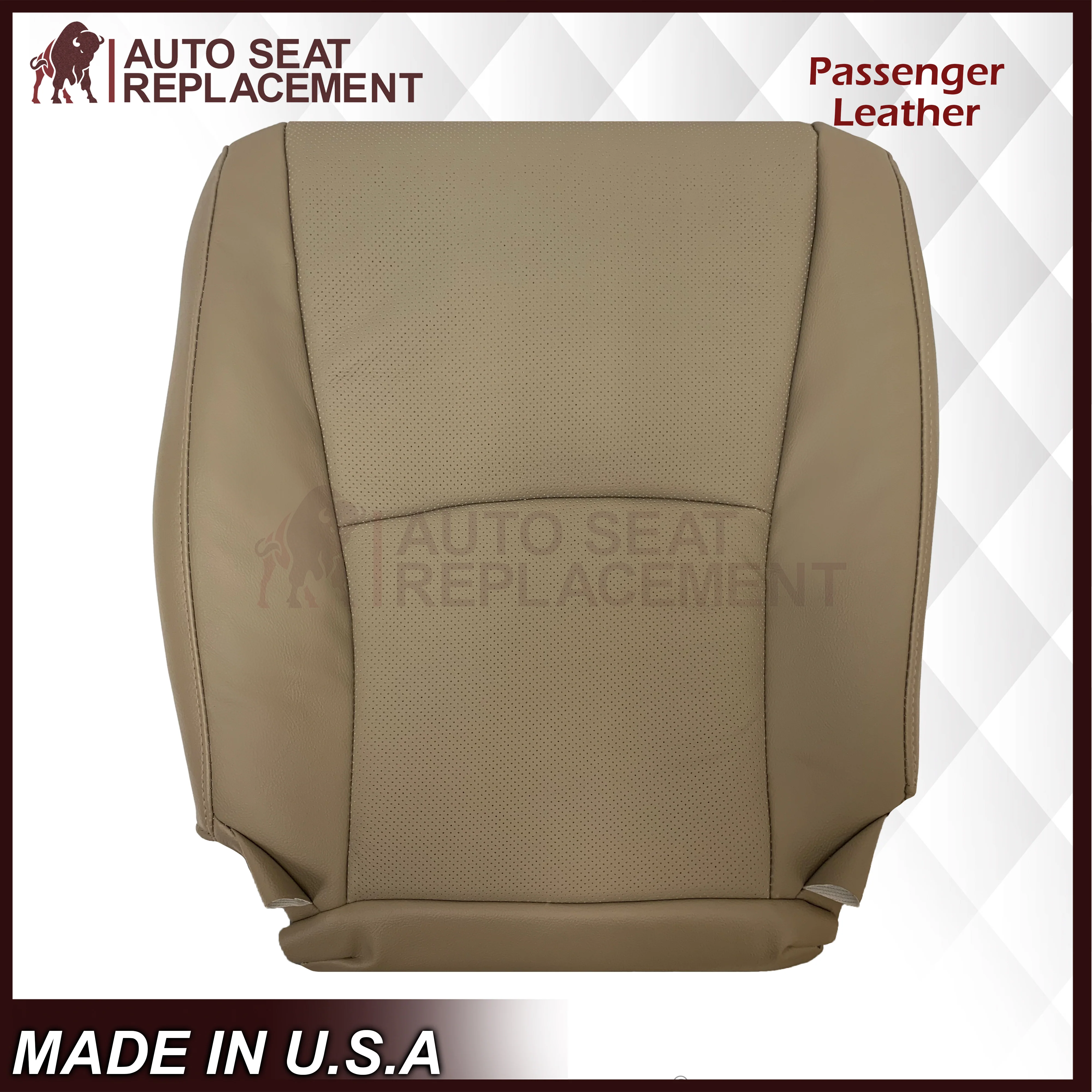 2004 - 2014 Toyota Highlander Driver OR Passenger Side Bottom Genuine Leather/Synthetic Leather Seat Covers In Tan - Image 9