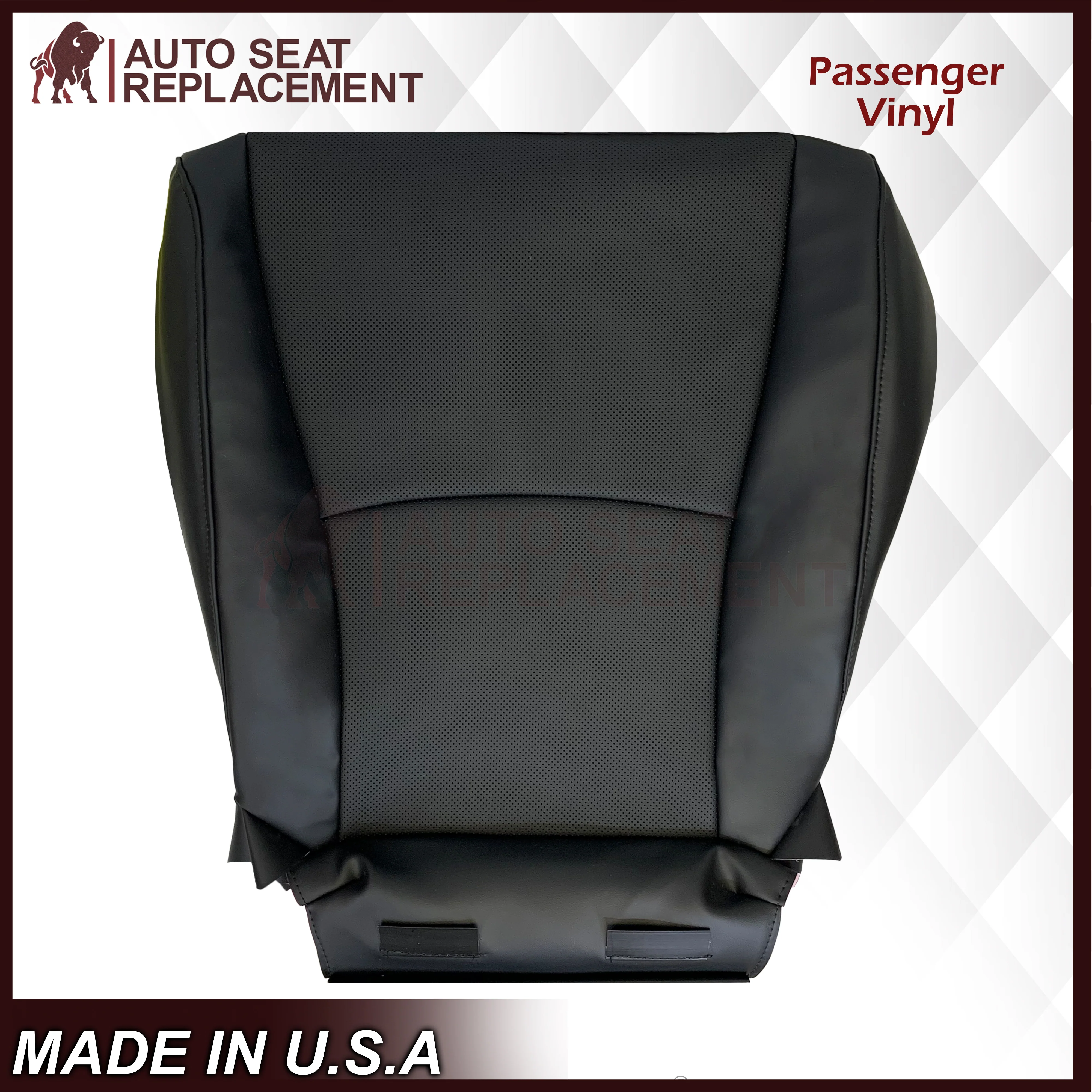 2004 - 2014 Toyota Highlander Driver OR Passenger Side Bottom PERFORATED Genuine Leather/Synthetic Leather Seat Covers In Black - Image 8