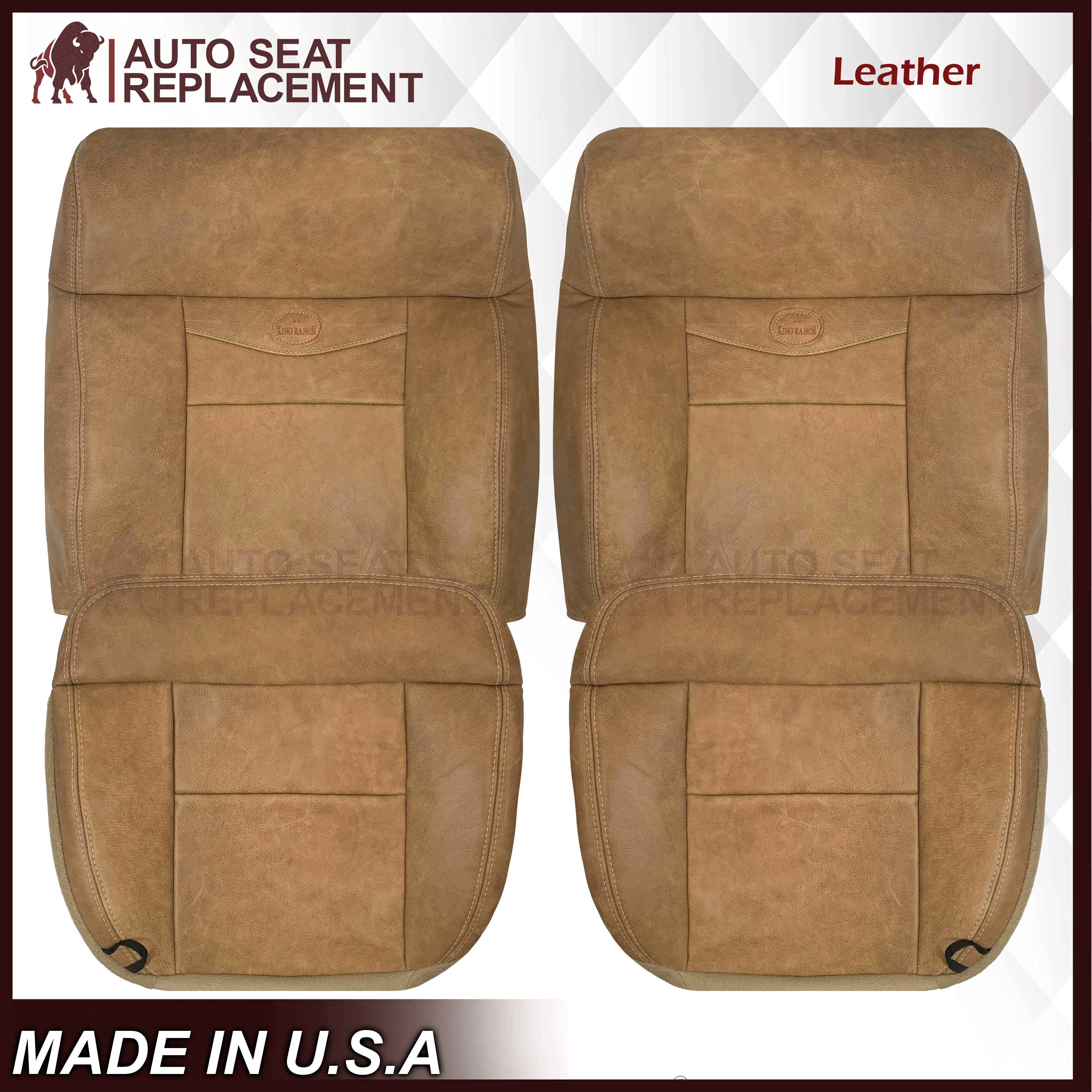 2005 2006 2007 2008 Ford F150 King Ranch New Front GENUINE LEATHER Seat Covers - Image 2