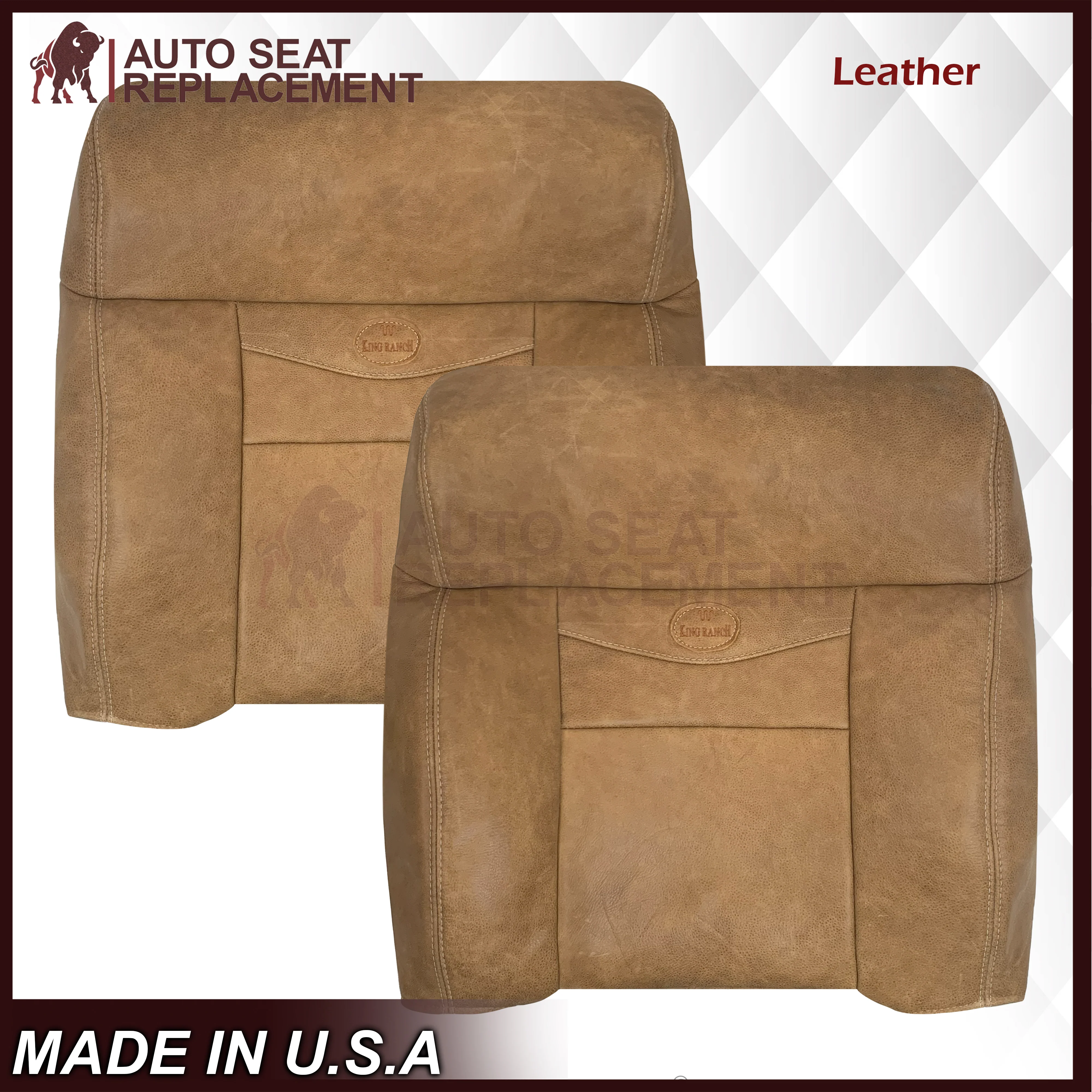 2005 2006 2007 2008 Ford F150 King Ranch New Front GENUINE LEATHER Seat Covers - Image 7