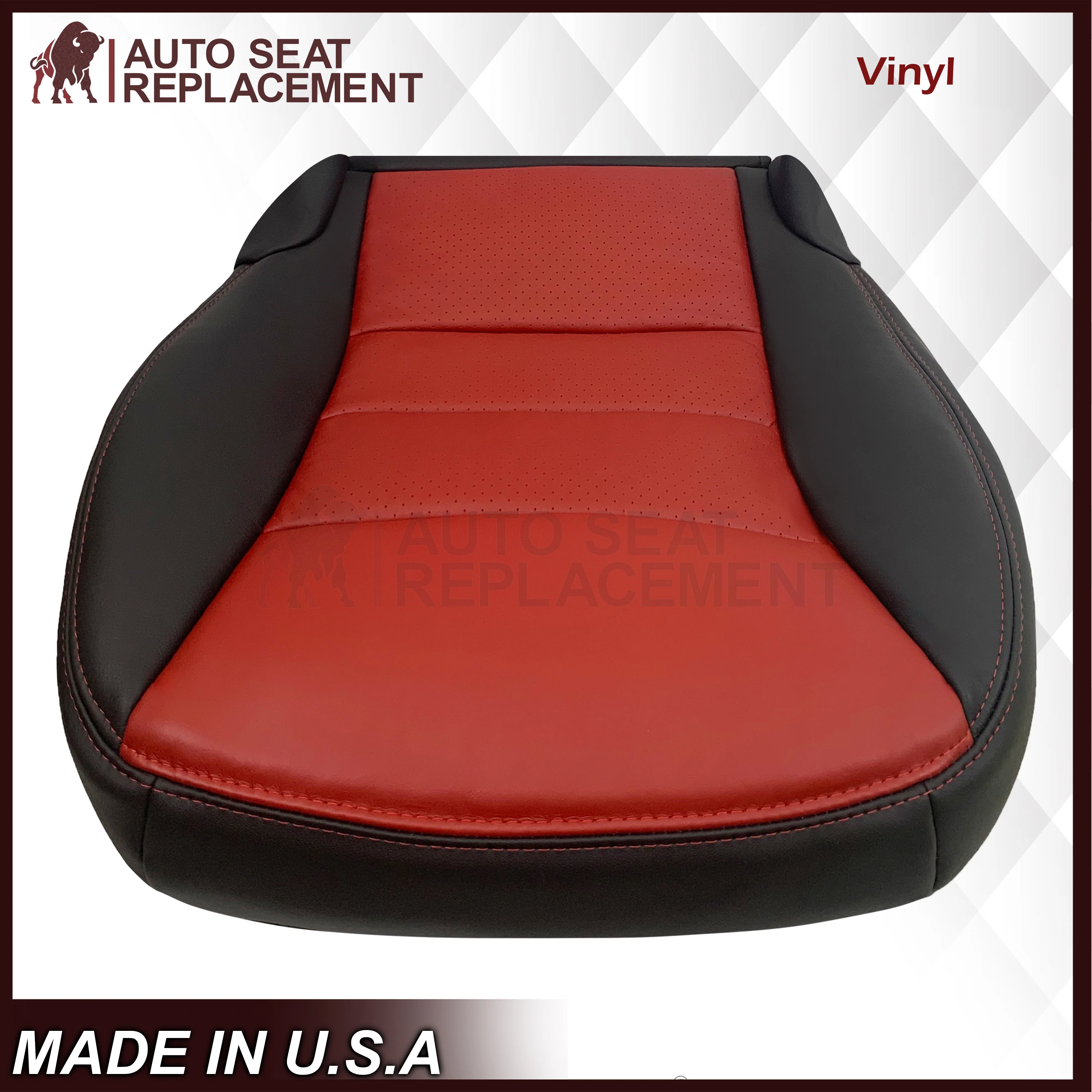 2005 - 2007 Corvette C6 Replacement Seat Cover: C6 2-tone black and Cobalt Red Perforated - Image 10