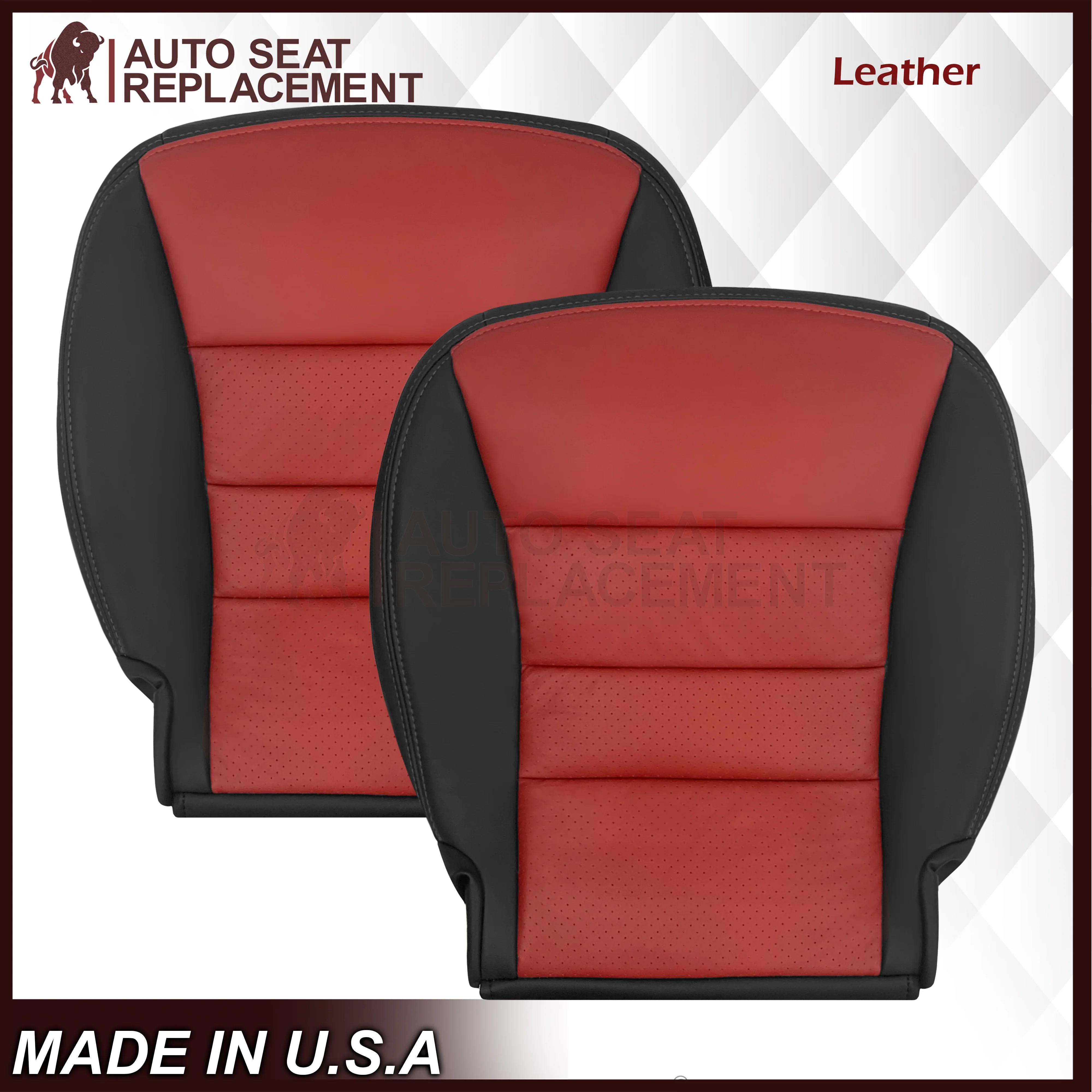 2005 - 2007 Corvette C6 Replacement Seat Cover: C6 2-tone black and Cobalt Red Perforated - Image 18