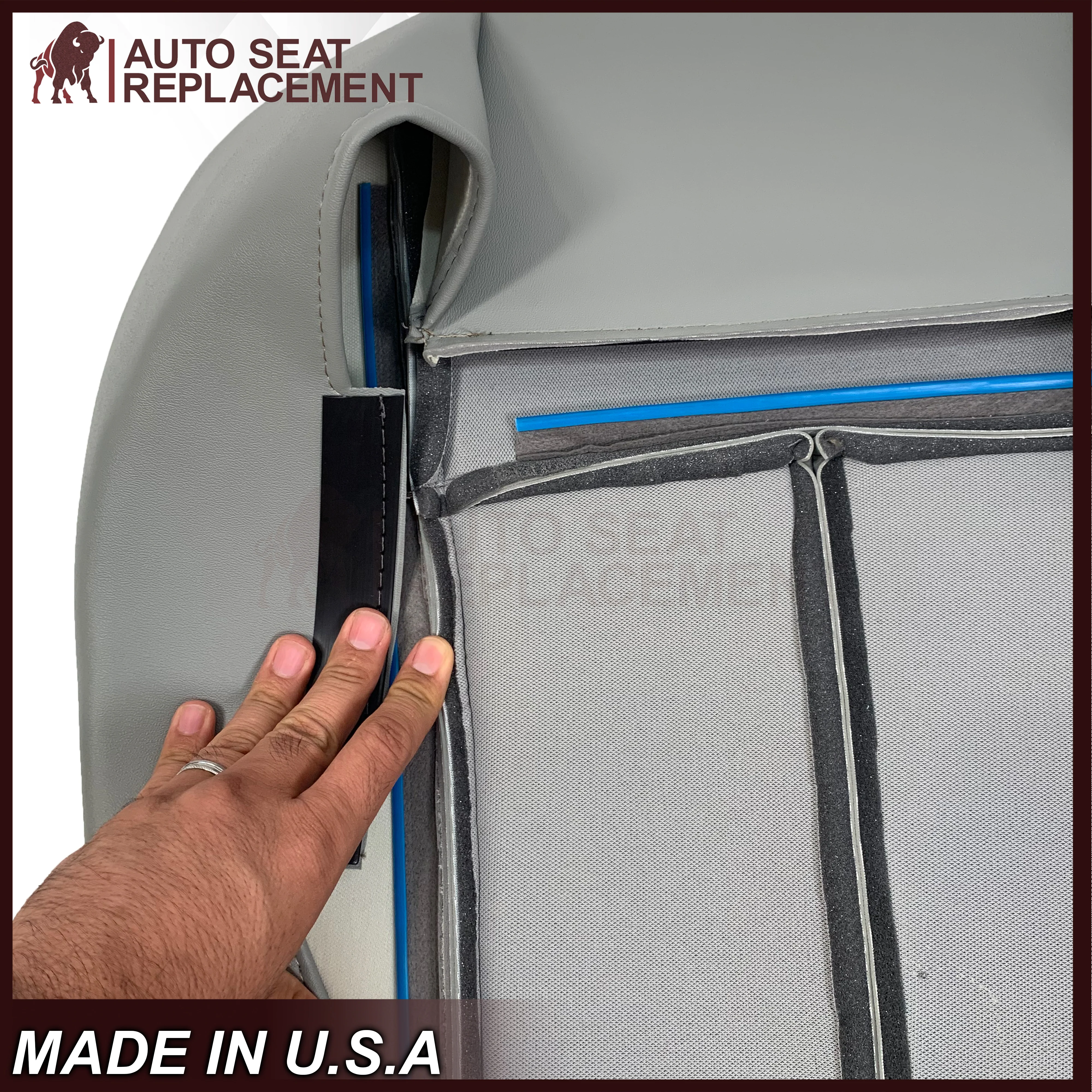 2005-2009 Chevrolet Trailblazer EXT LT Leather Replacement Seat Cover Gray - Image 8