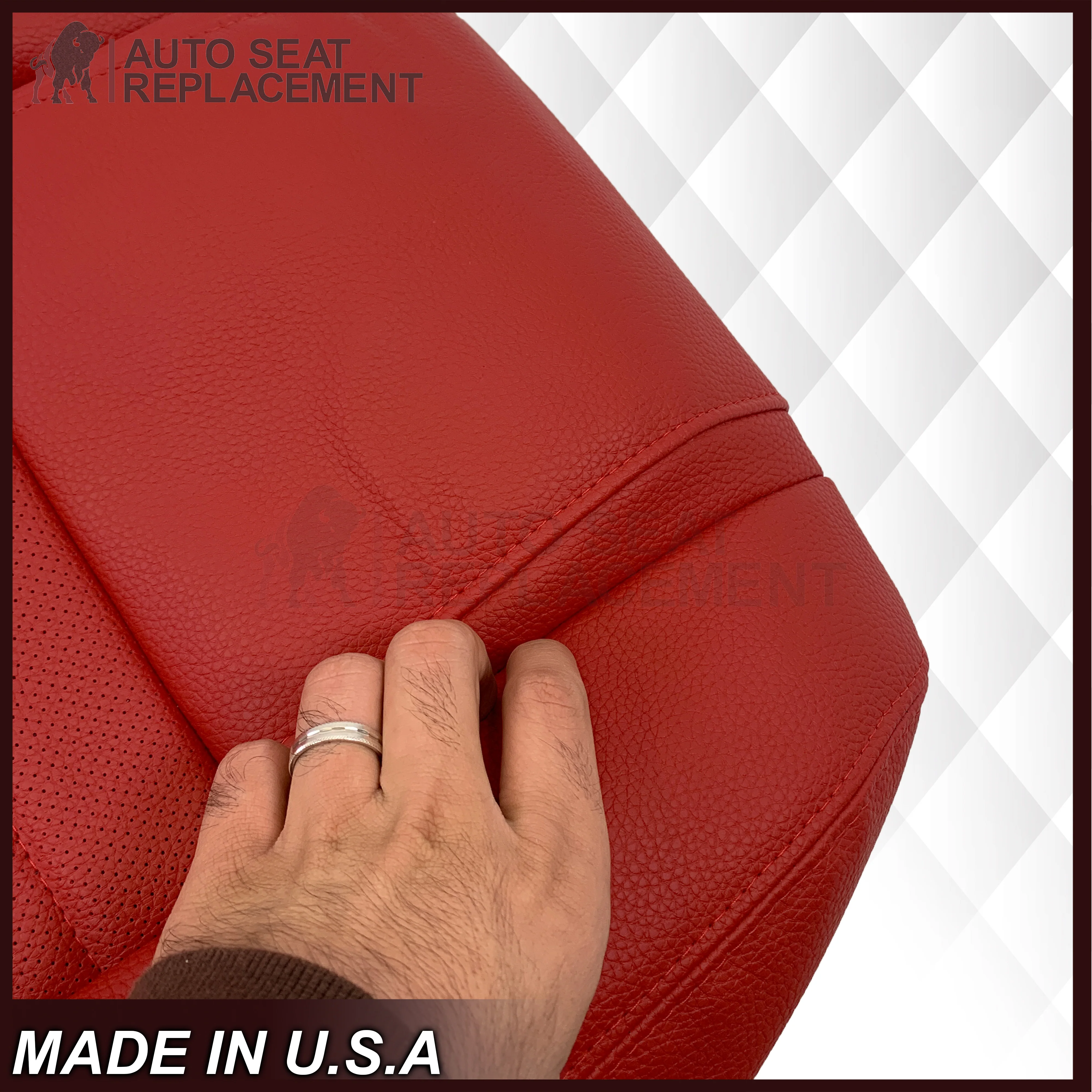 2005-2009 Ford Mustang Synthetic Leather Replacement Seat Cover In Crimson Red : Choose From Variation - Image 2