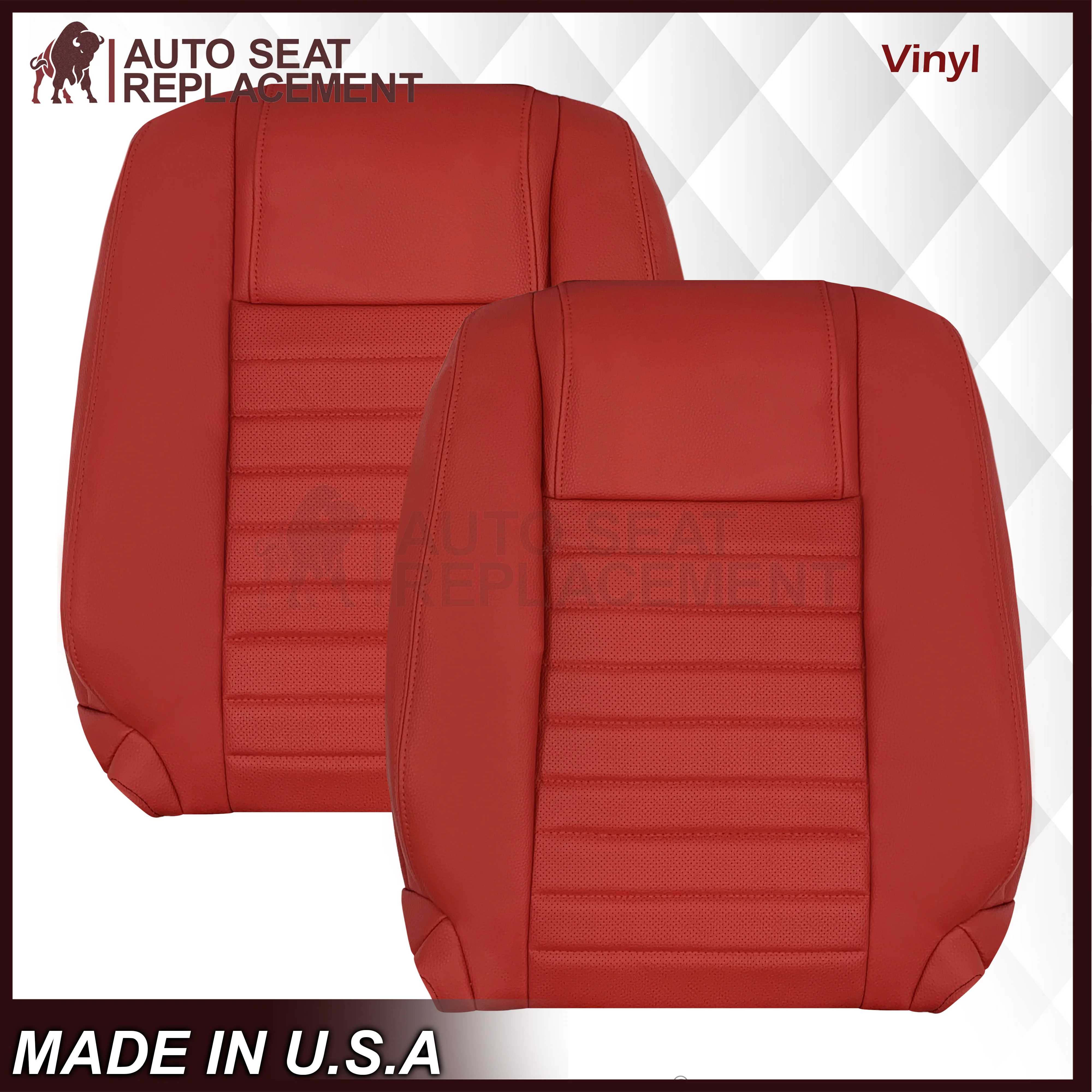 2005-2009 Ford Mustang Synthetic Leather Replacement Seat Cover In Crimson Red : Choose From Variation - Image 7