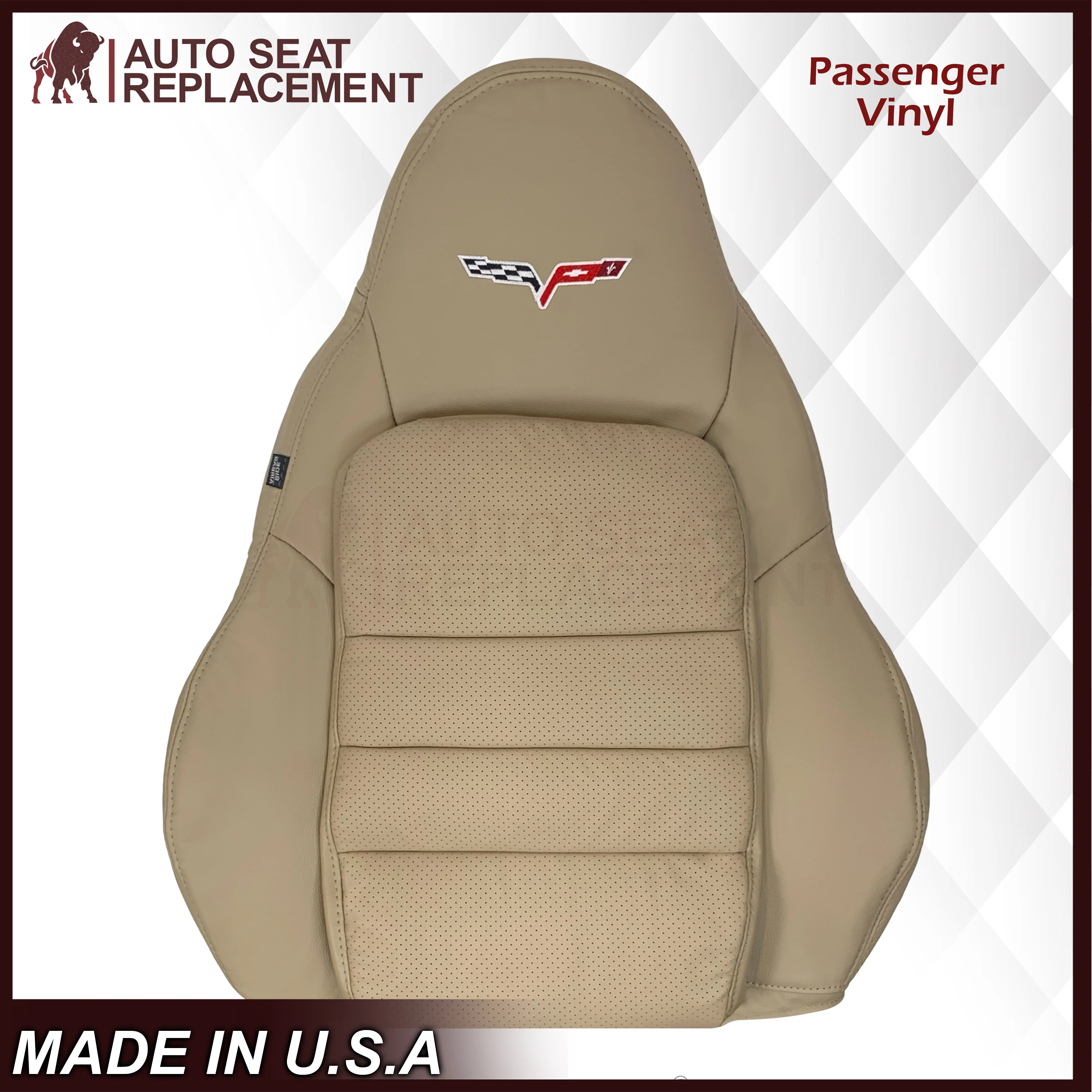 2005-2013 Chevy Corvette C6 Replacement Seat Covers: Tan Perforated - Image 28
