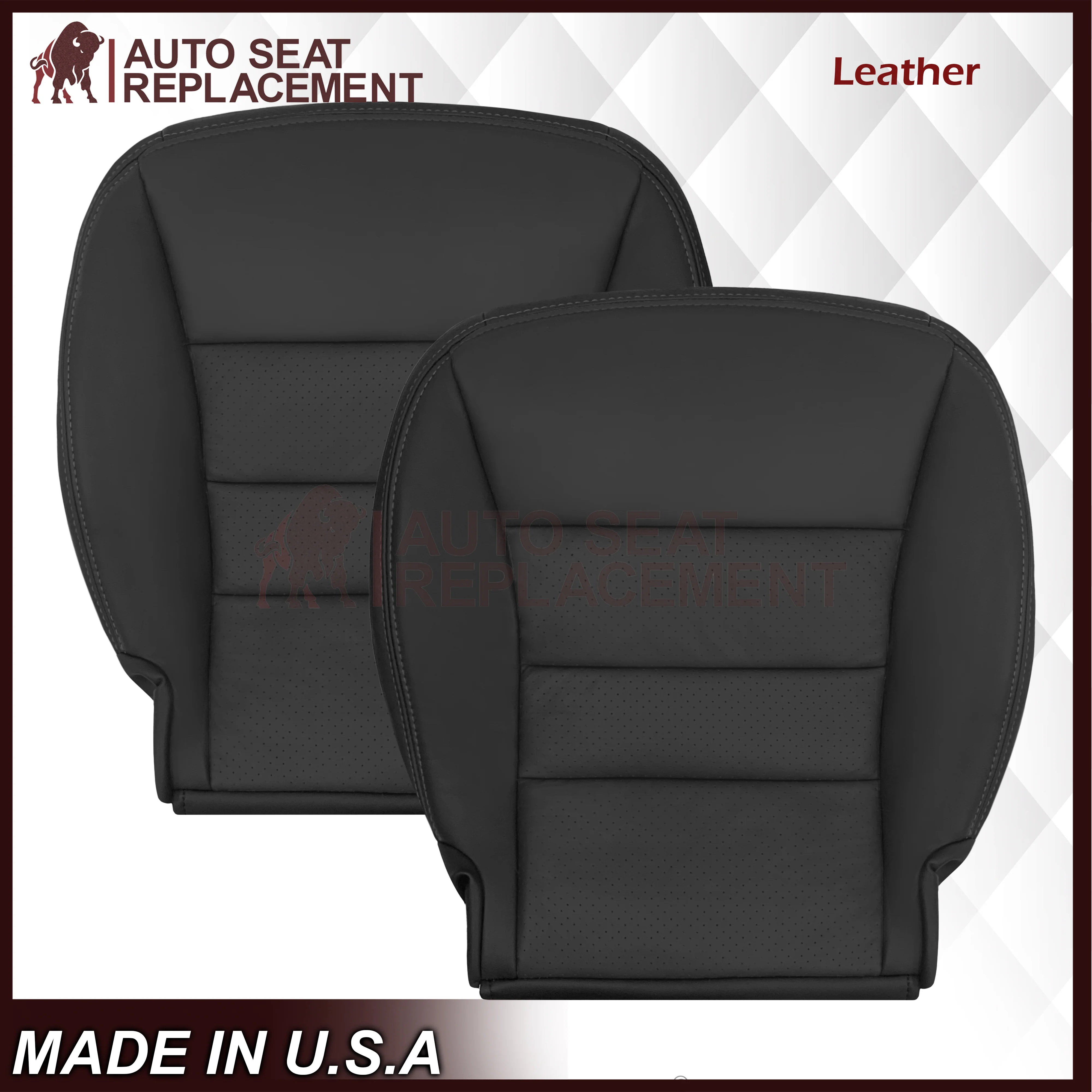 2005 - 2013 Chevy Corvette Replacement Black Perforated Seat Covers - Image 13