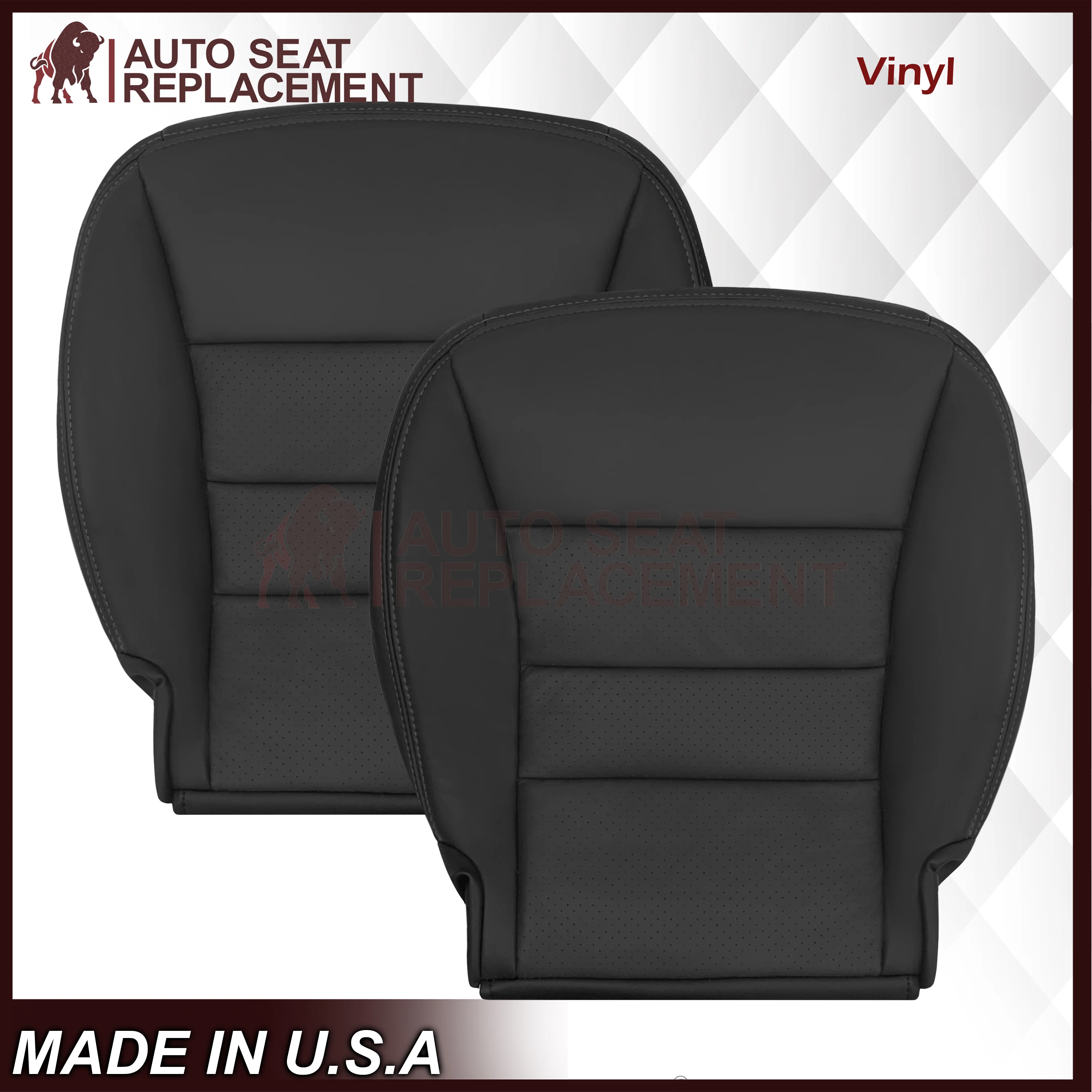 2005 - 2013 Chevy Corvette Replacement Black Perforated Seat Covers - Image 14