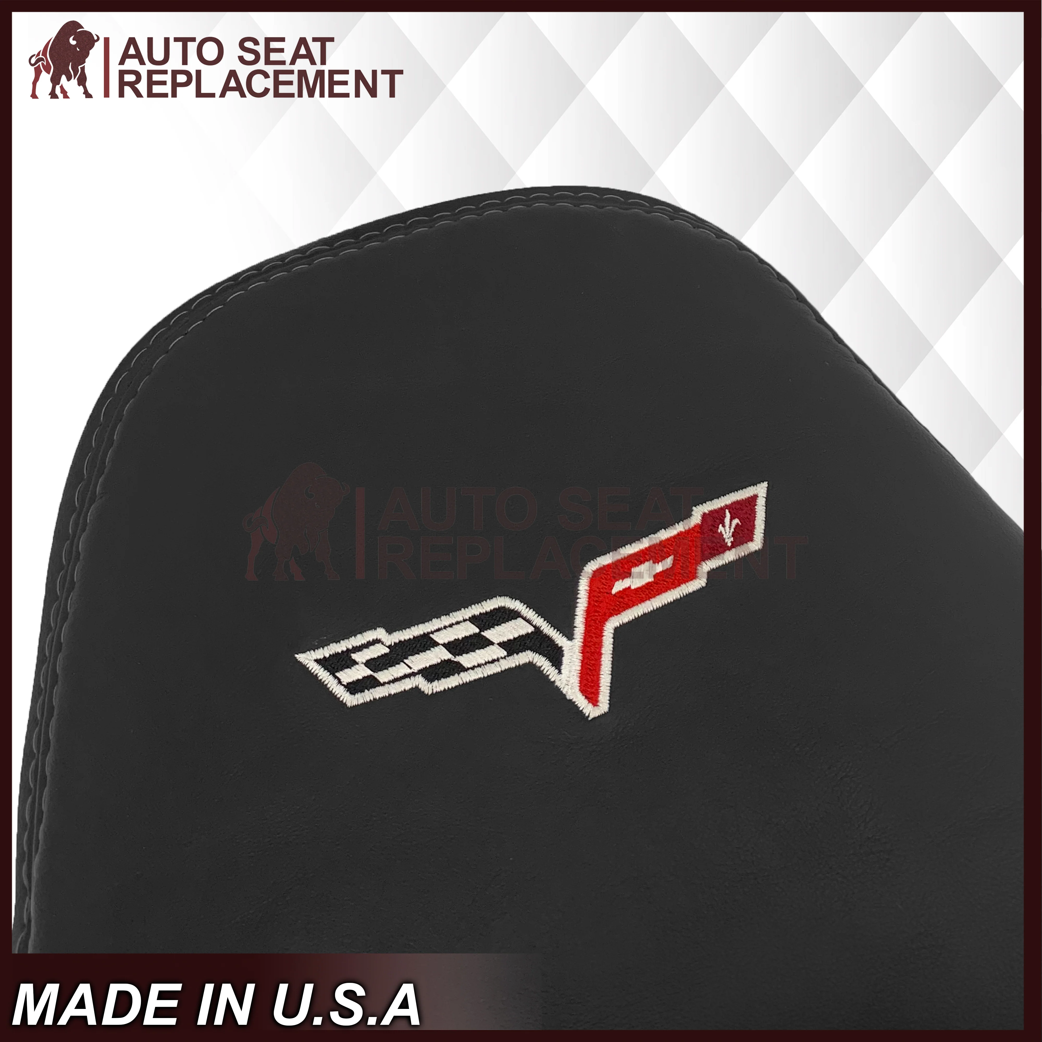 2005 - 2013 Chevy Corvette Replacement Black Perforated Seat Covers - Image 20