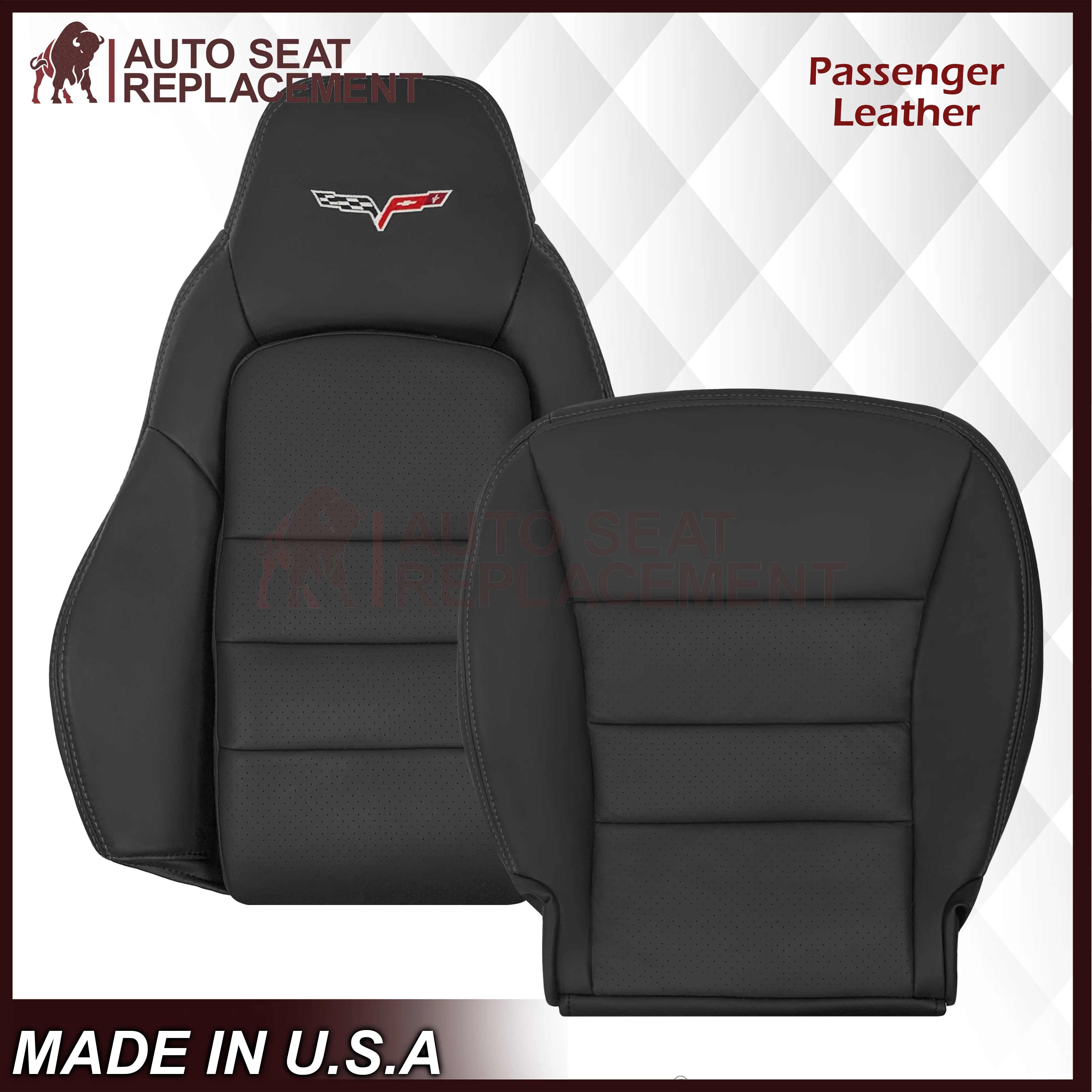 2005 - 2013 Chevy Corvette Replacement Black Perforated Seat Covers - Image 23