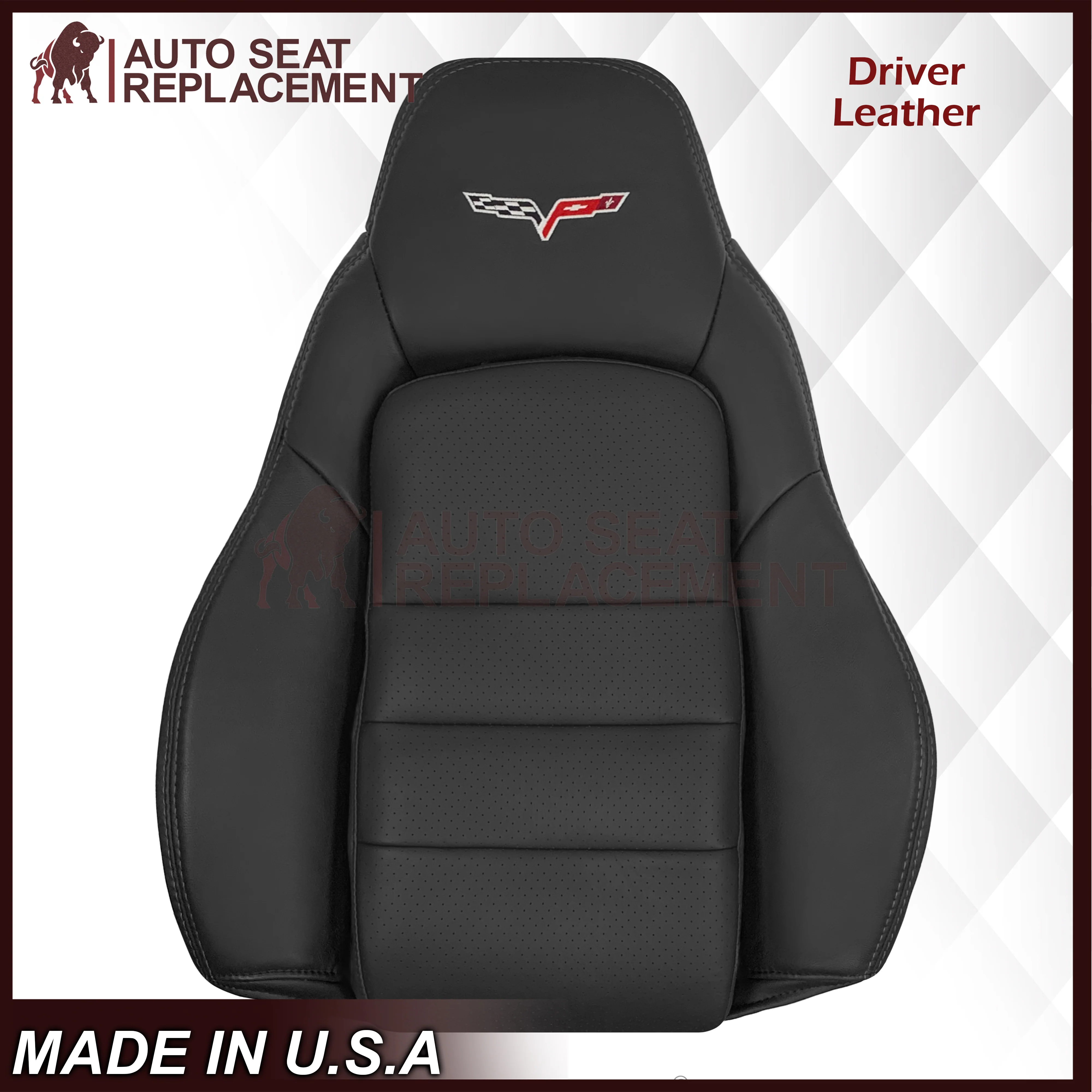 2005 - 2013 Chevy Corvette Replacement Black Perforated Seat Covers - Image 27