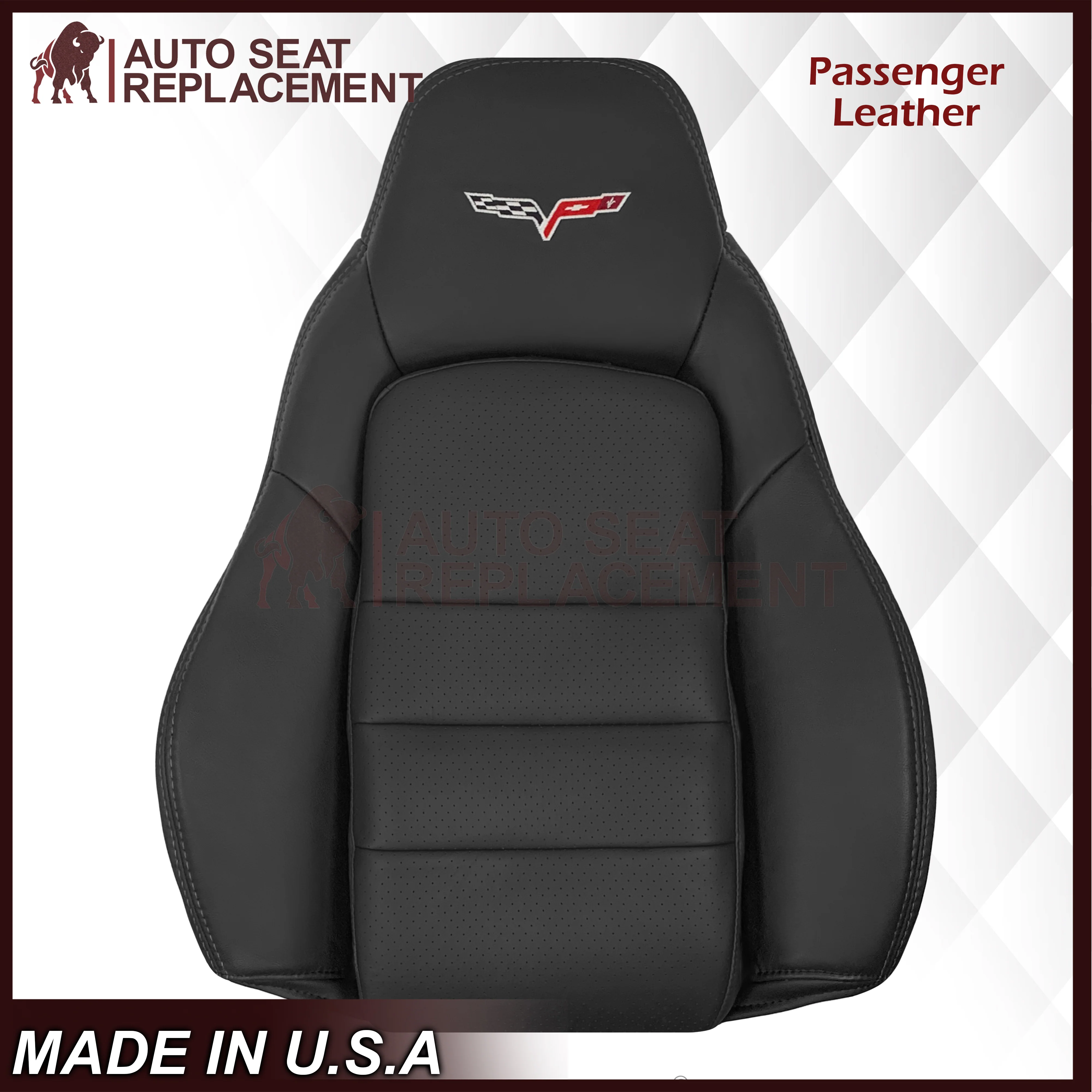 2005 - 2013 Chevy Corvette Replacement Black Perforated Seat Covers - Image 29
