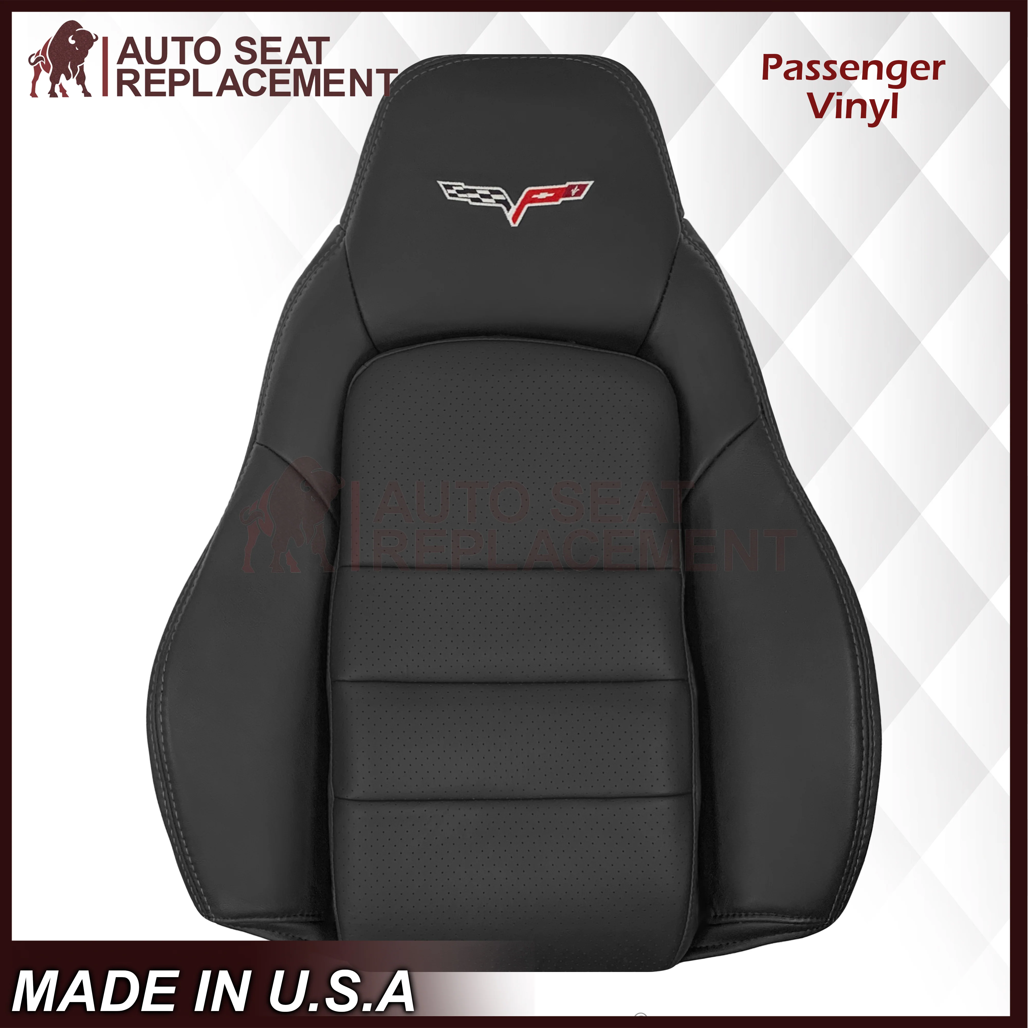 2005 - 2013 Chevy Corvette Replacement Black Perforated Seat Covers - Image 30